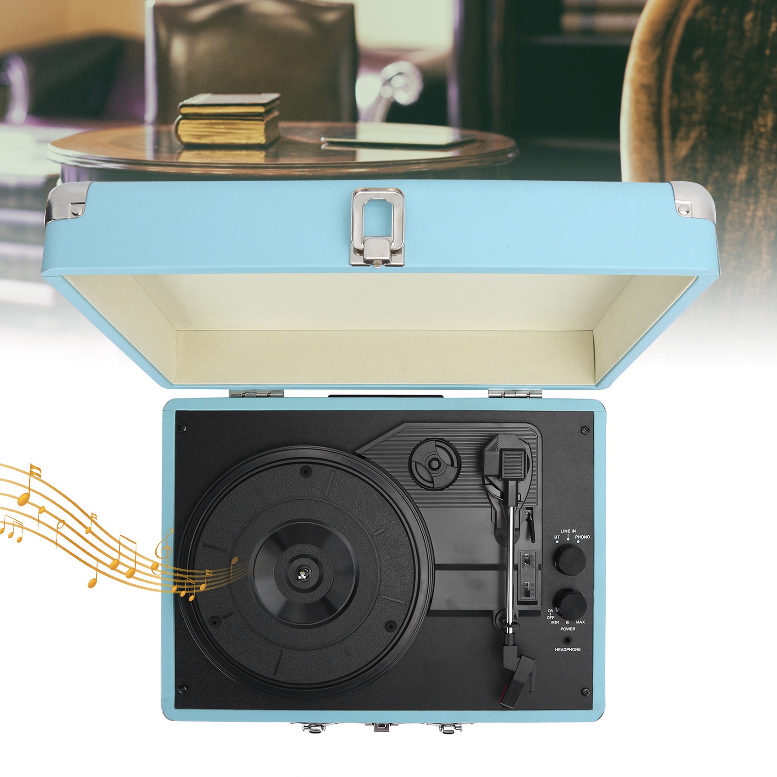 Vinyl Record Player Suitcase Portable Speaker Turntable Player 33/45/78 RPM ZZ1 - Picture 13 of 21