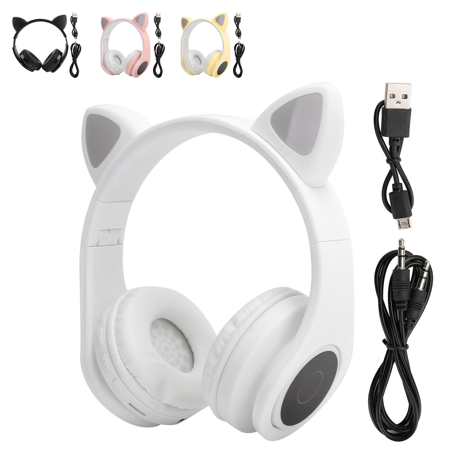 LED Noise Reduction Headset Cat Ear Shape BT 5.0 Headset With Mic For Young P CB - Afbeelding 28 van 31