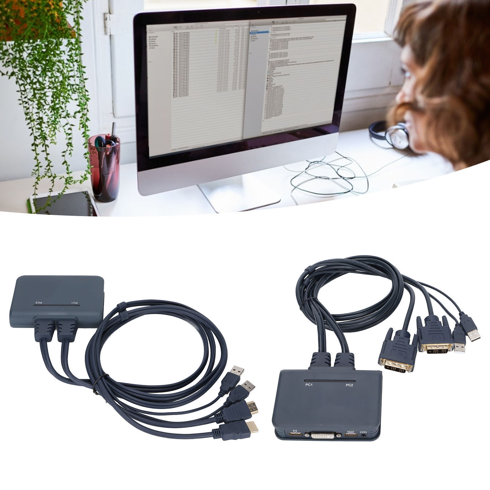 USB KVM 2 Ports Wired HD Multimedia Interface KVM For Home Ent SAL - Photo 28/29