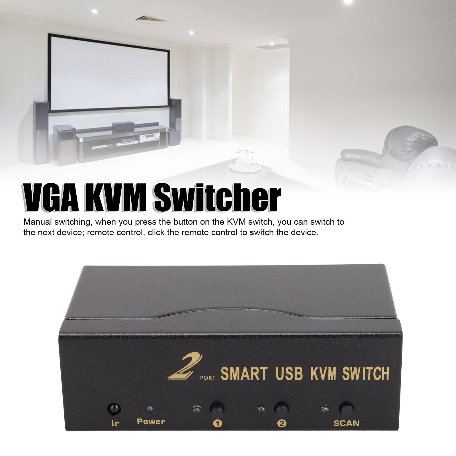 2 In 1 Out VGA KVM Switch 4 USB Port Multi Computer Monitor Mouse Keyboard V Kit