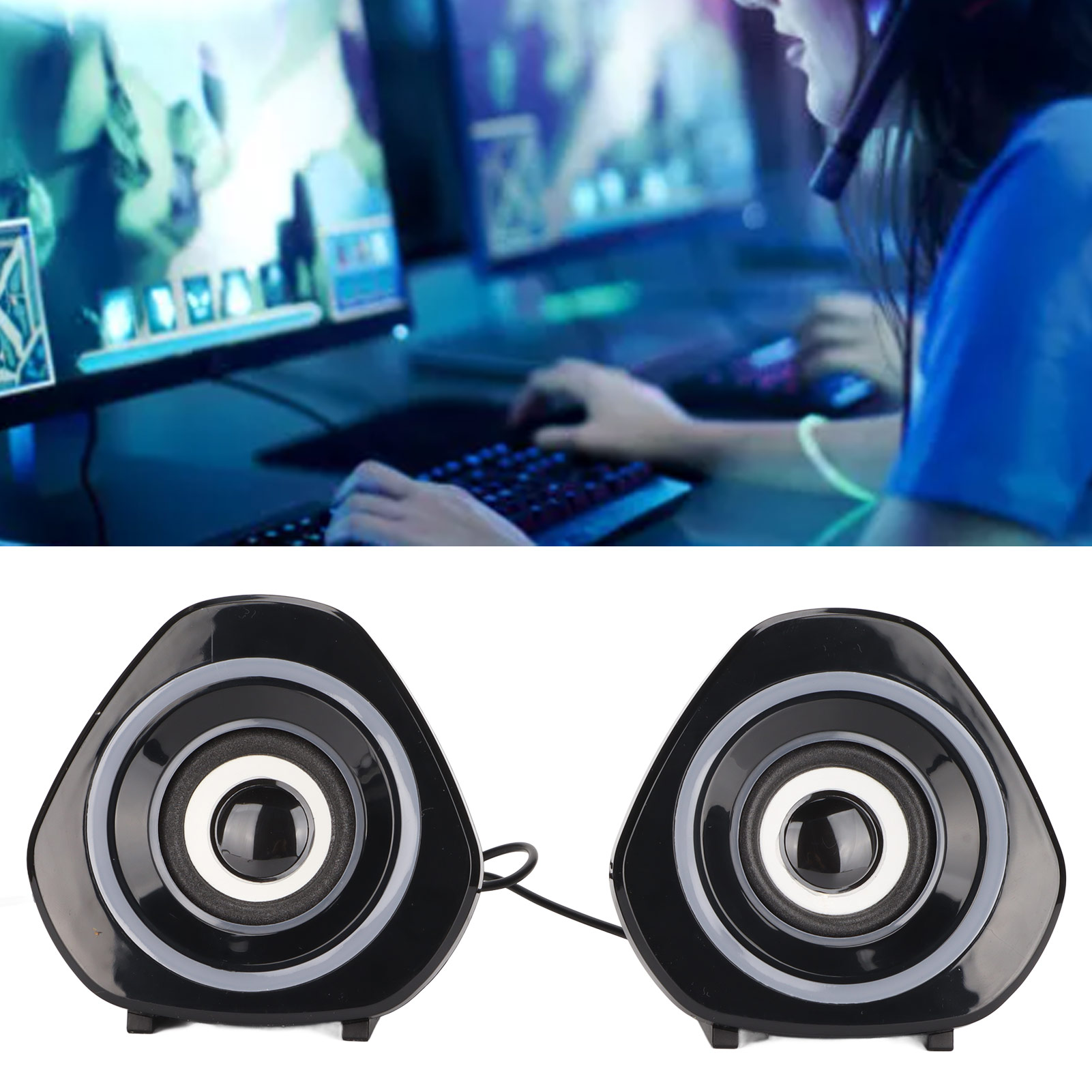 Computer Speakers Small USB Powered Plug And Play Wired Desktop Speakers With FY - Afbeelding 27 van 28