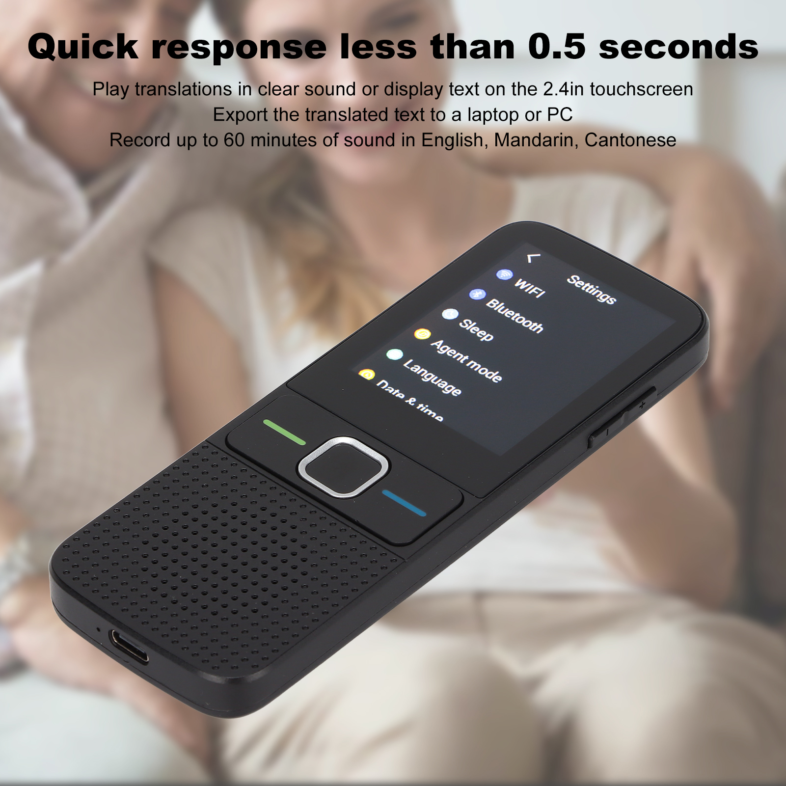 Smart Voice Photo Translator 2 Way 138 Languages Touchscreen WiFi Tra FY - Afbeelding 28 van 29