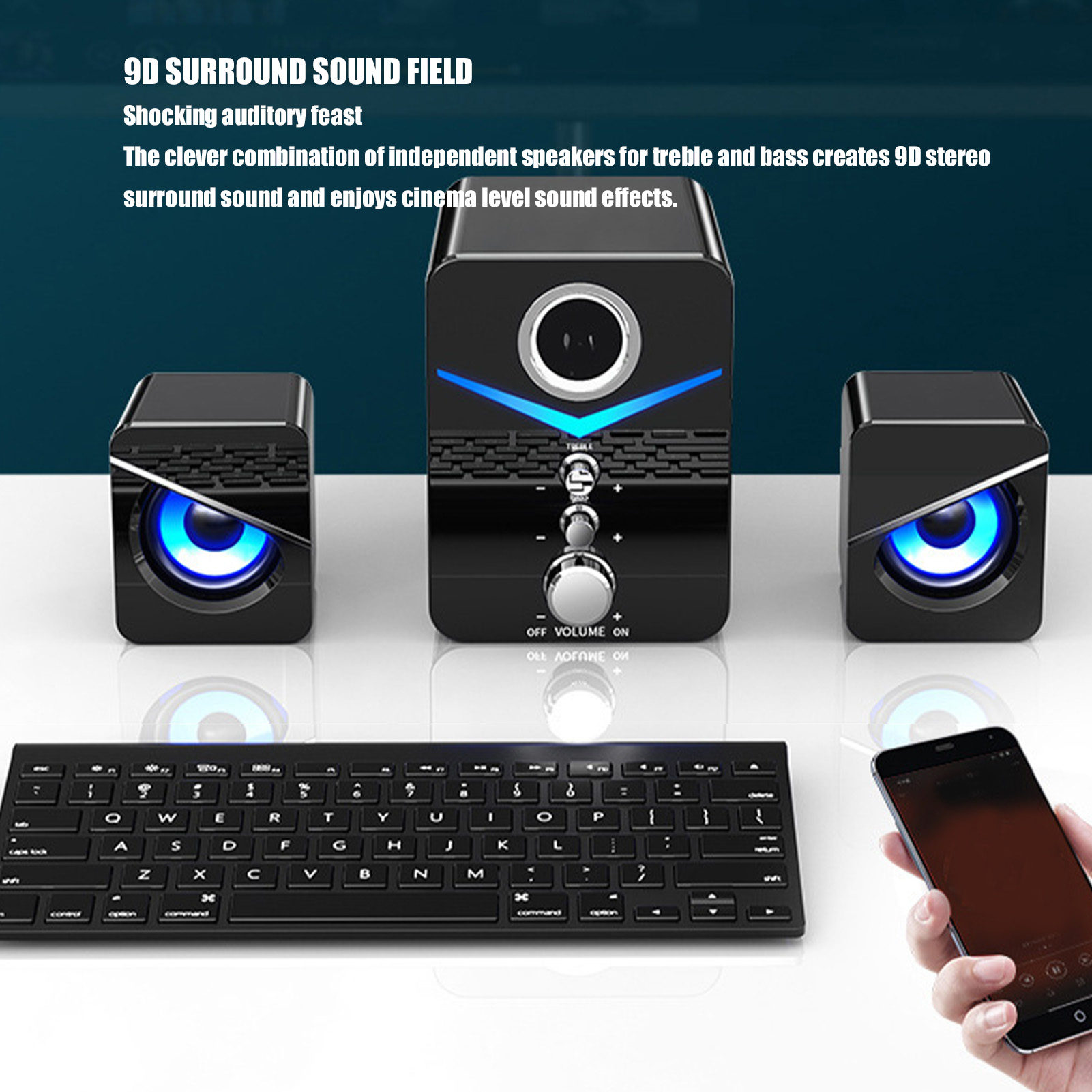 D‑221 BT Computer Speaker Deep Bass 2.1 Channel Mini Desktop Speaker For Wedd FY - Afbeelding 30 van 30