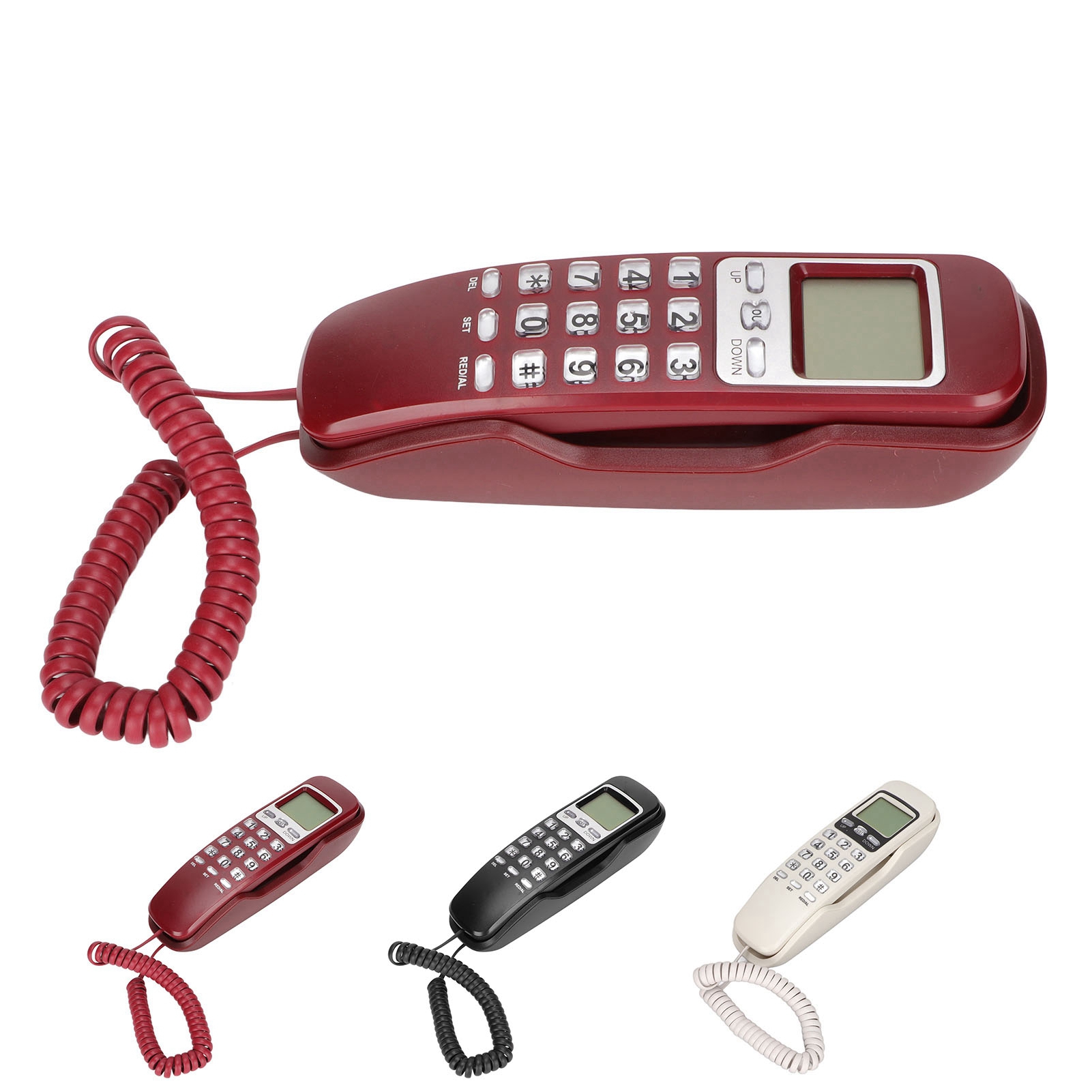 Telefon przewodowy Ponowne dializowanie Wyświetlacz LCD Mały przewodowy telefon stacjonarny do domu w roku budżetowym - Zdjęcie 24 z 31