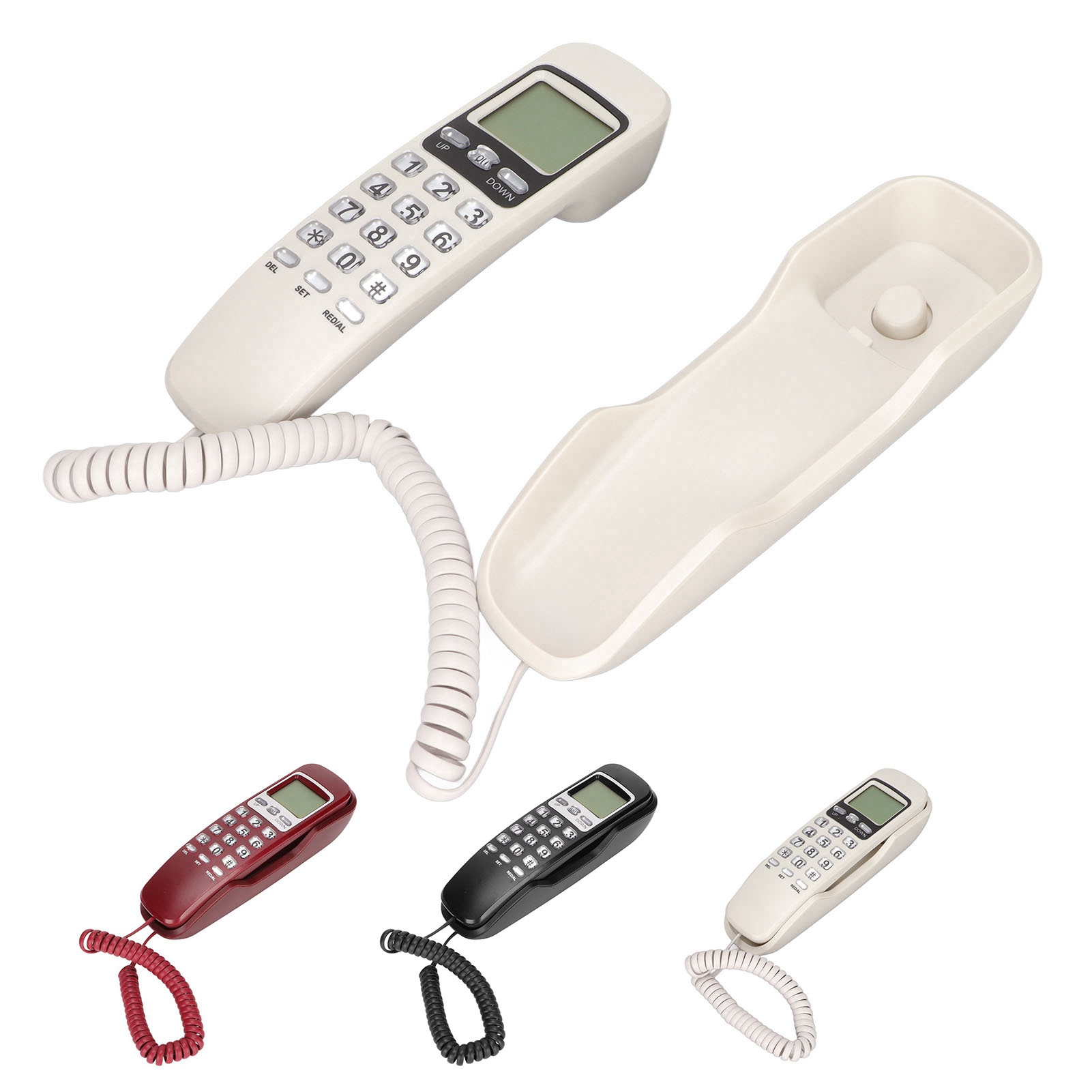 Telefon przewodowy Ponowne dializowanie Wyświetlacz LCD Mały przewodowy telefon stacjonarny do domu w roku budżetowym - Zdjęcie 28 z 31