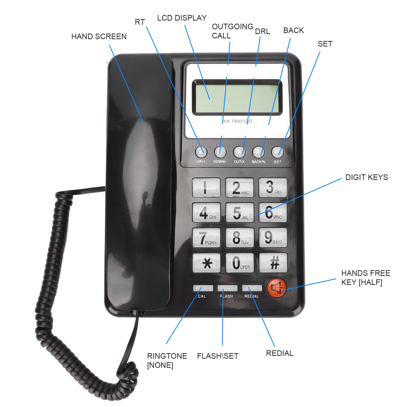 KXT8001CID Telefon stacjonarny Przewodowy Dom Hotel Telefon stacjonarny z wyświetlaczem LCD Re CB - Zdjęcie 29 z 29