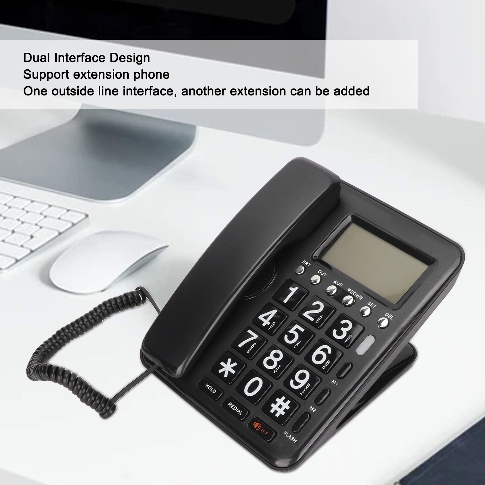 Corded Telephone Caller ID Full Hands Free Fixed Landline With Blue Screen Fo CB - Afbeelding 26 van 28