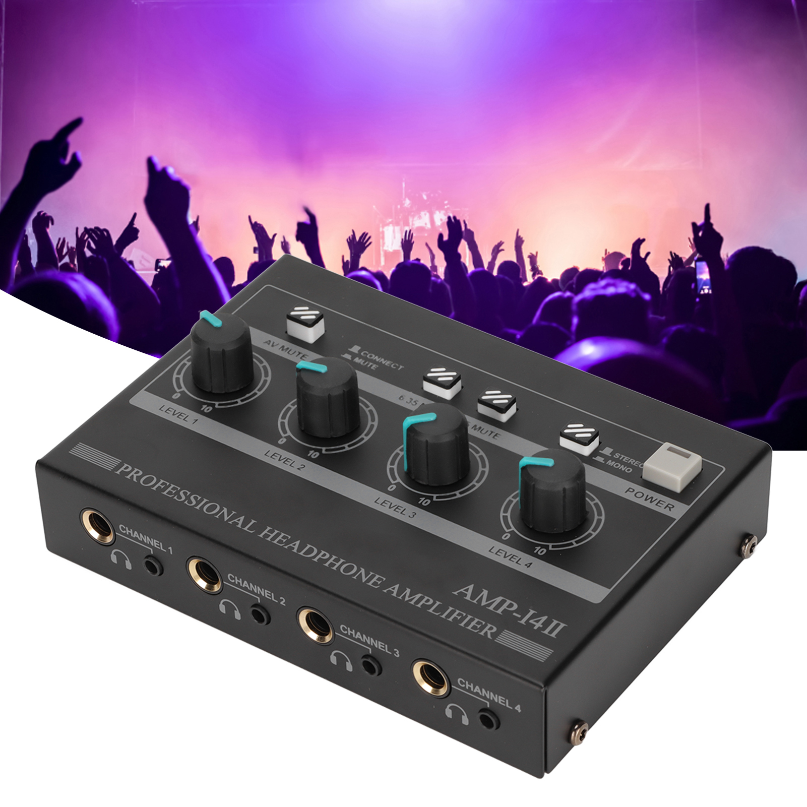 AMP‑14II 4 Channel Headphone Amplifier Compact 4 Way Stereo Headphone Amplif SD3 - Picture 16 of 18