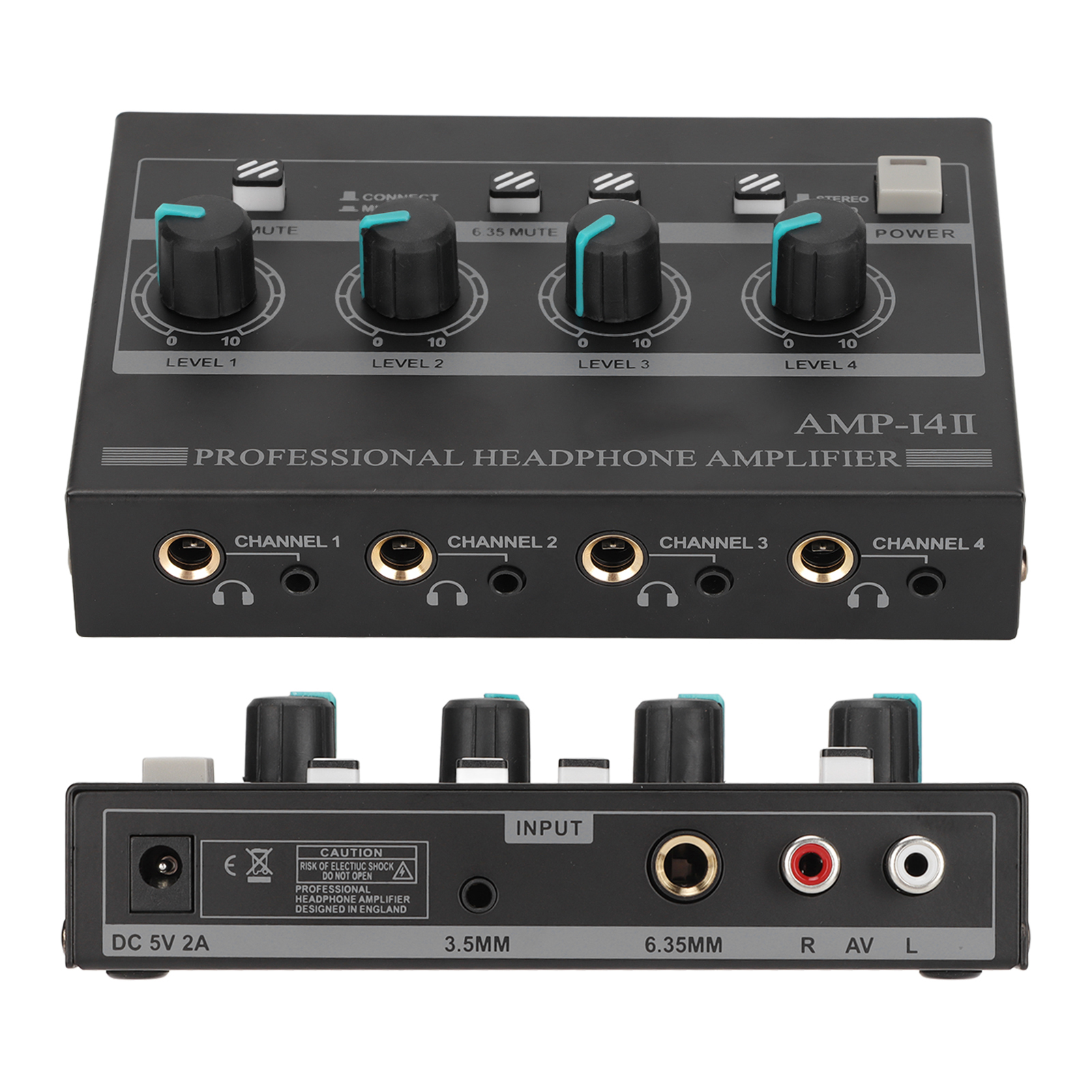 AMP‑14II 4 Channel Headphone Amplifier Compact 4 Way Stereo Headphone Amplif SD3 - Picture 15 of 18