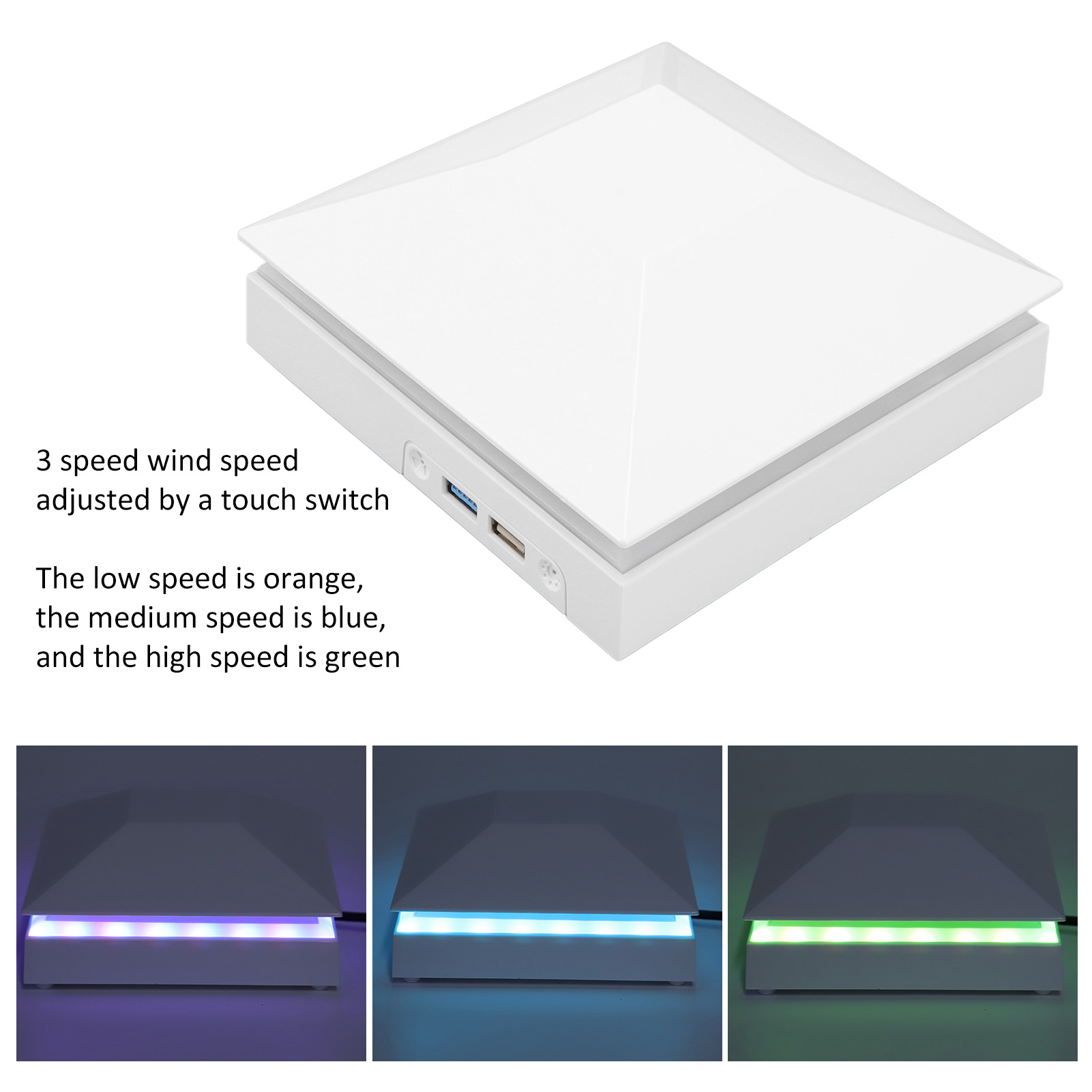 Console Cooling Fan 12W 3 Wind Speeds Touch Adjustable Console Dust