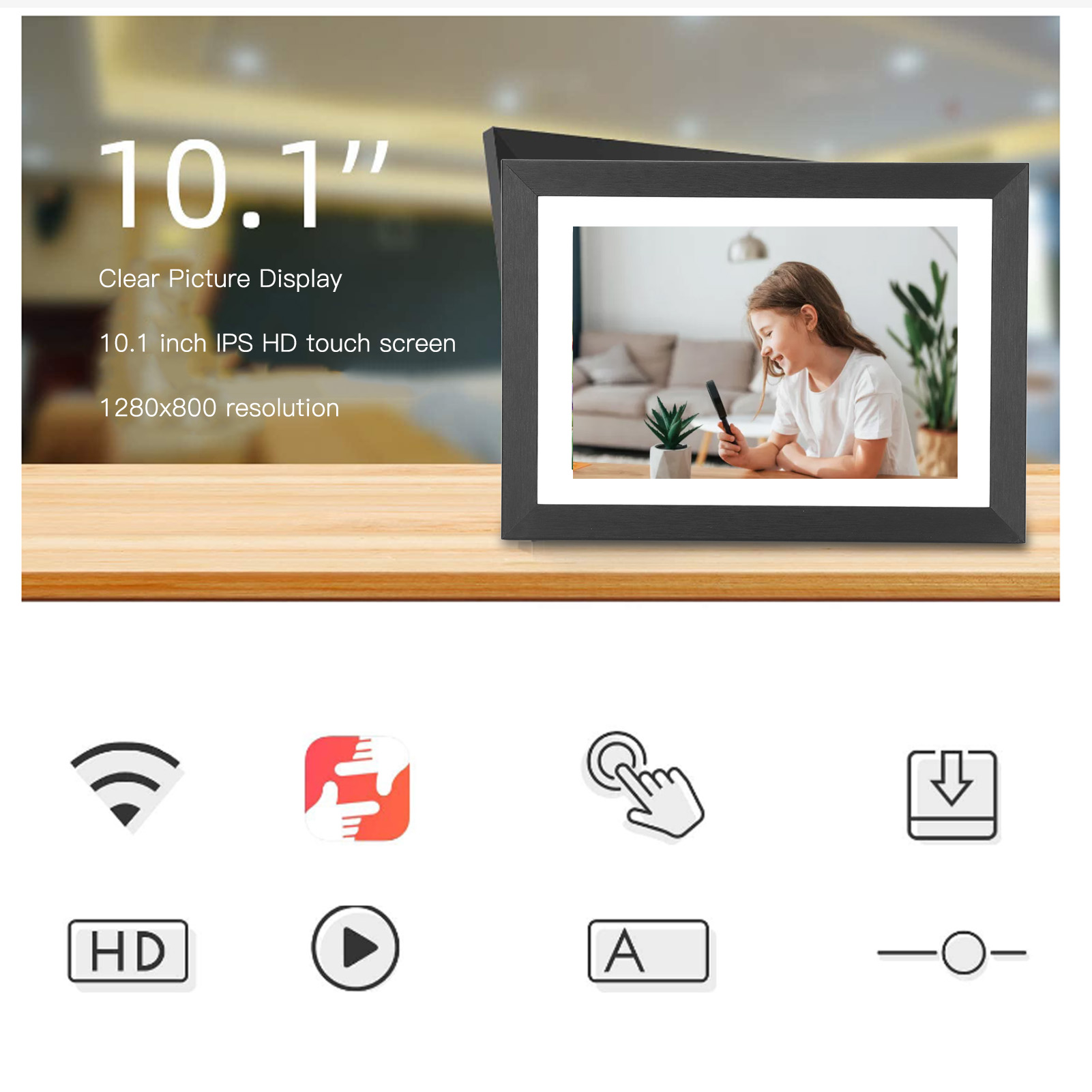 WiFi Digital Picture Frame 10.1in HD IPS Touch Screen Digital Photo Frame Sh NEW - Afbeelding 19 van 21