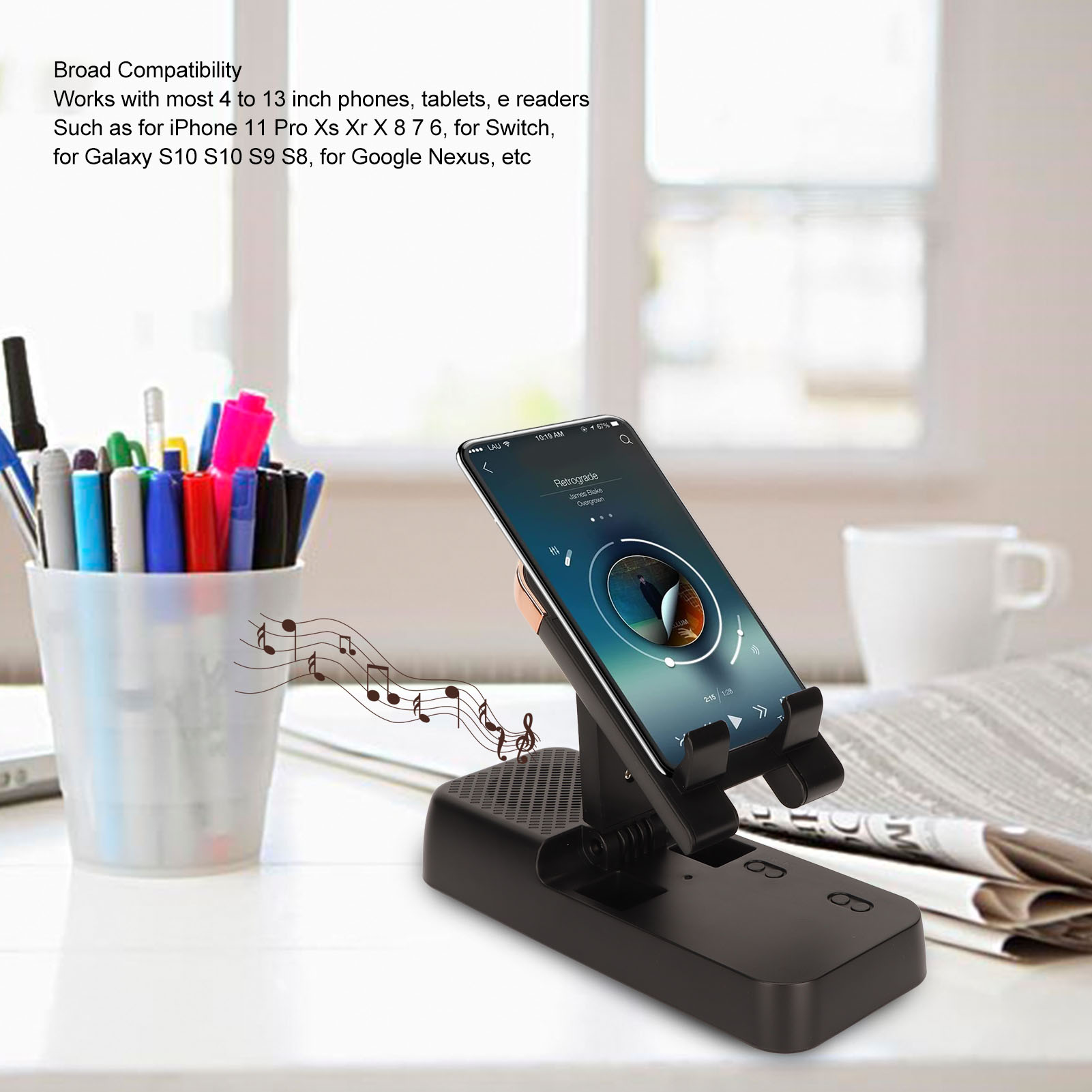 Stojak na telefon BT Głośnik Zapobiega poślizgowi HD Stereo Uchwyt na telefon komórkowy Wireless Speak FY - Zdjęcie 26 z 31