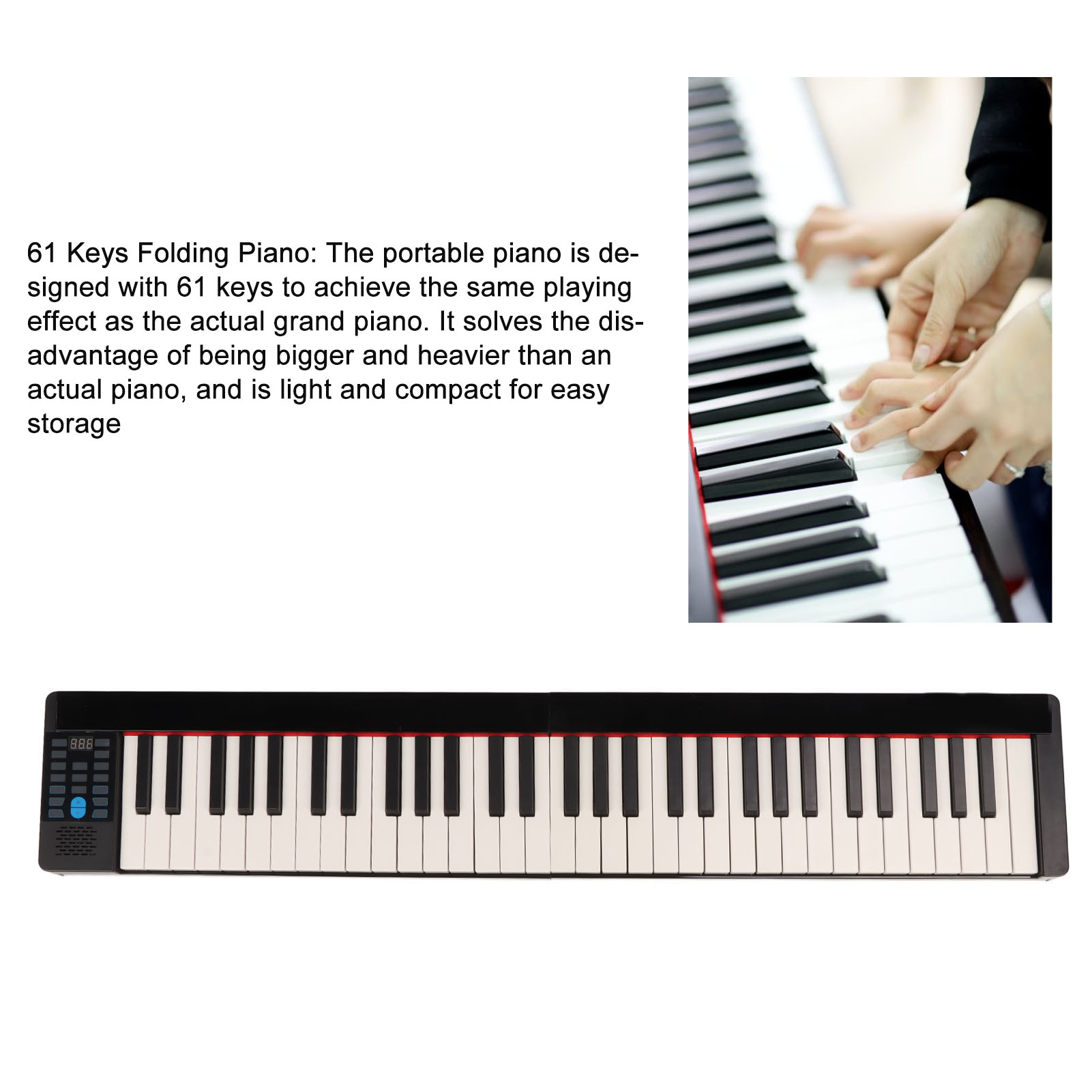 Foldable Digital Piano 61 Keys Full Size Smart BT MIDI Portable Electric Pia SPM - Picture 9 of 13