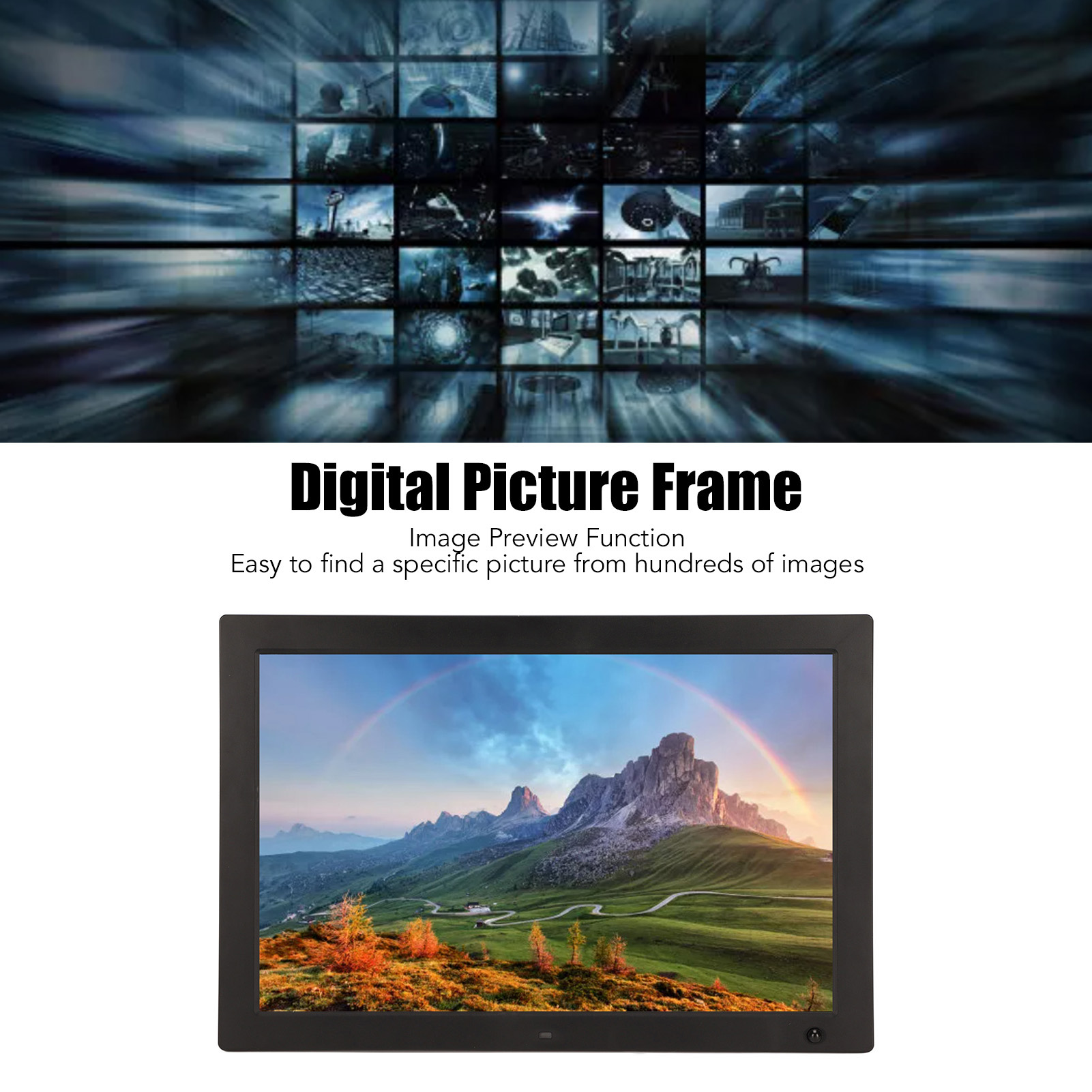 Digital Photo Frame 17in HD Motion Sensor Video Music Electronic Picture Fra NEW - Afbeelding 14 van 18