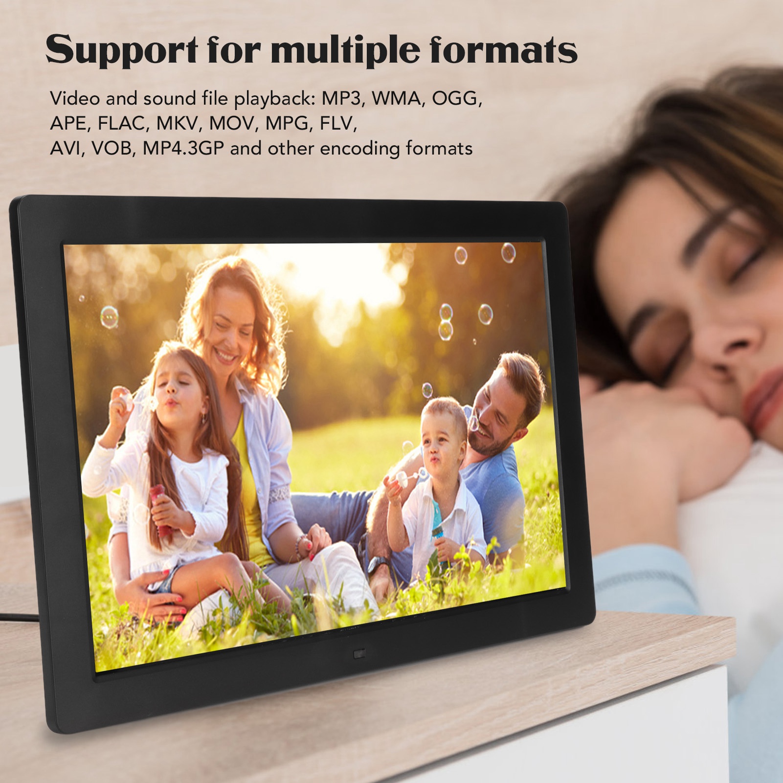 Digital Photo Frame 15.4in LED Display Support Video Sound Picture Electric NEW - Afbeelding 18 van 18