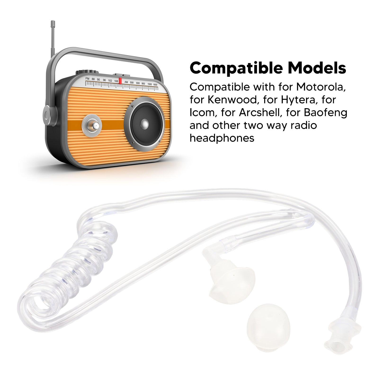 Acoustic Tube Earpiece Coil Tube Ergonomic Replacement Clear Acoustic Tube W FTD - Zdjęcie 14 z 21