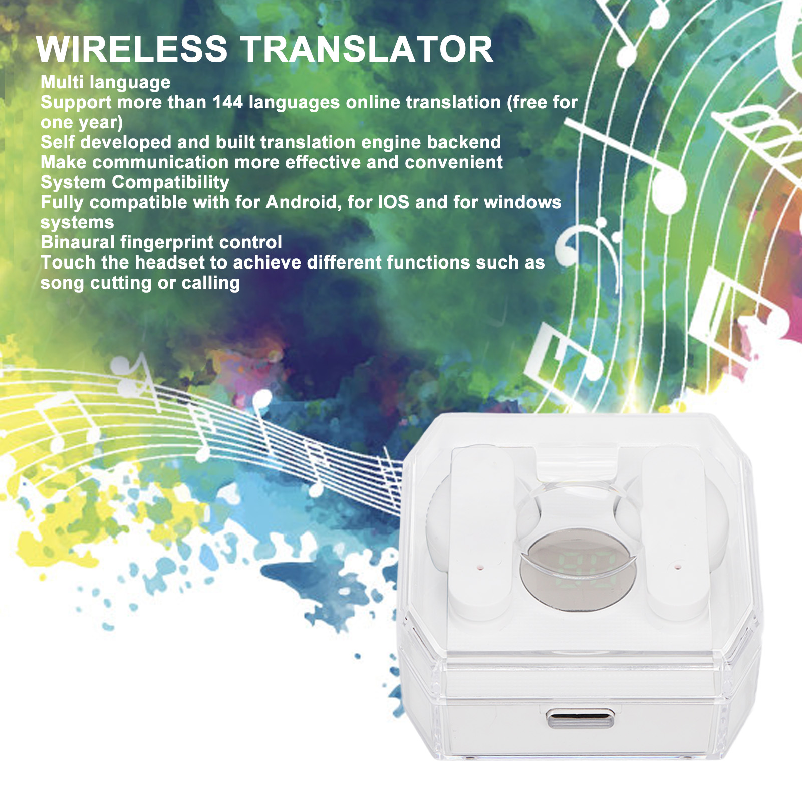Language Translator Earbuds BT 5.3 144 Languages Online Translation Translato FY - Afbeelding 28 van 30