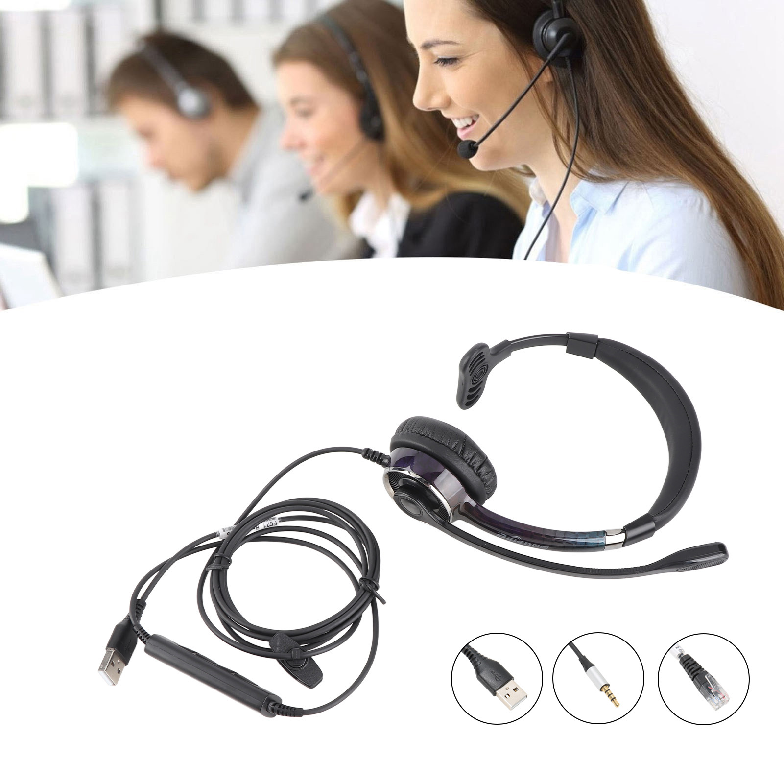 Telephone Headset Professional Noise Canceling Single Ear Customer Service HLF - Picture 13 of 18
