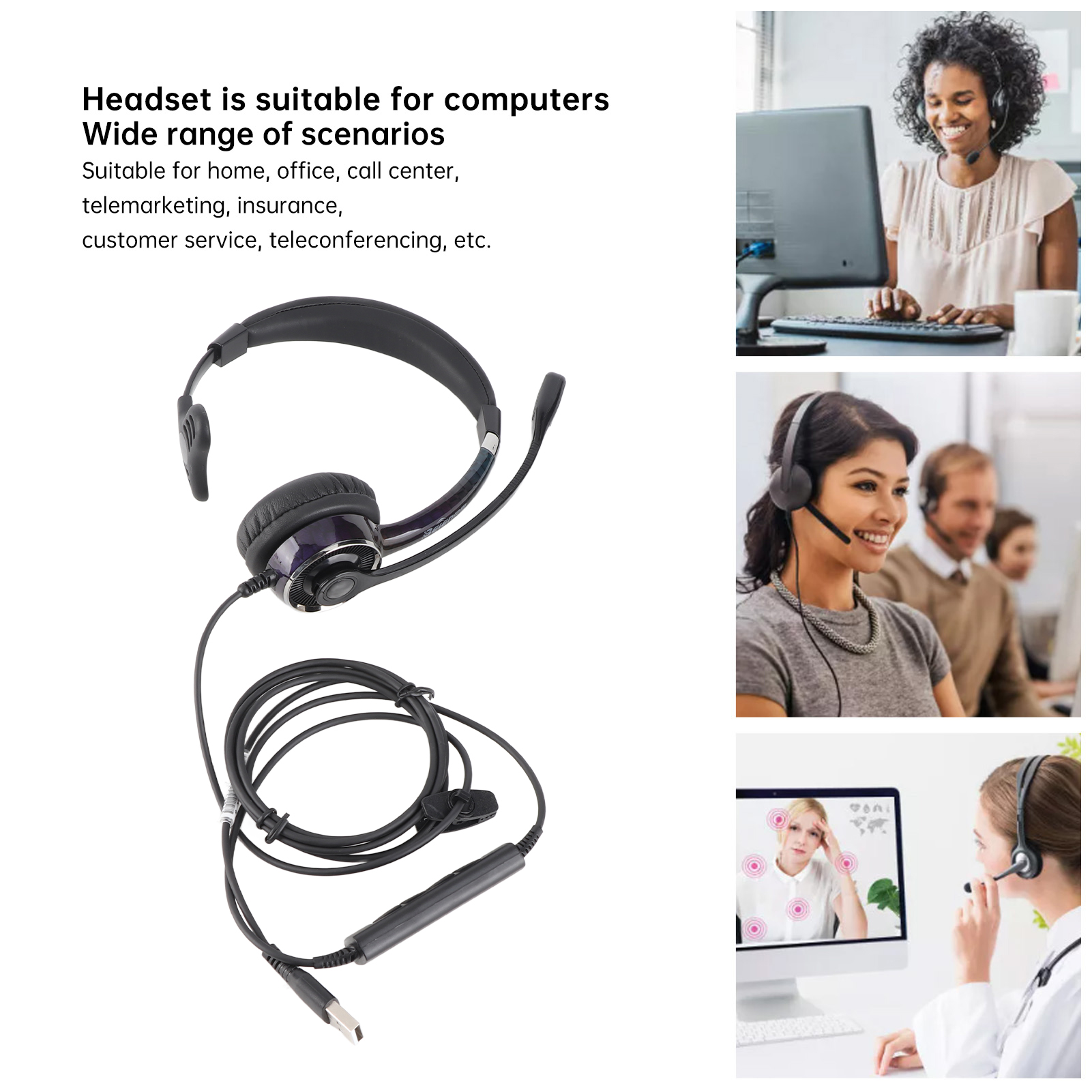 Telephone Headset Professional Noise Canceling Single Ear Customer Service GDB - Picture 13 of 18