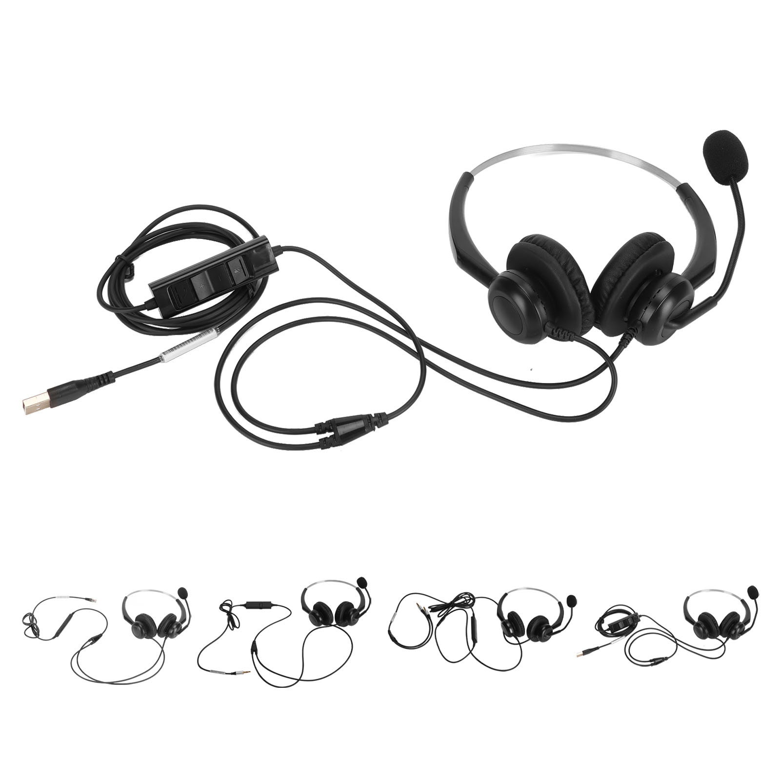 Wired Business Headset Noise Canceling Binaural Telephone Headphone With Mic FY - Afbeelding 29 van 34