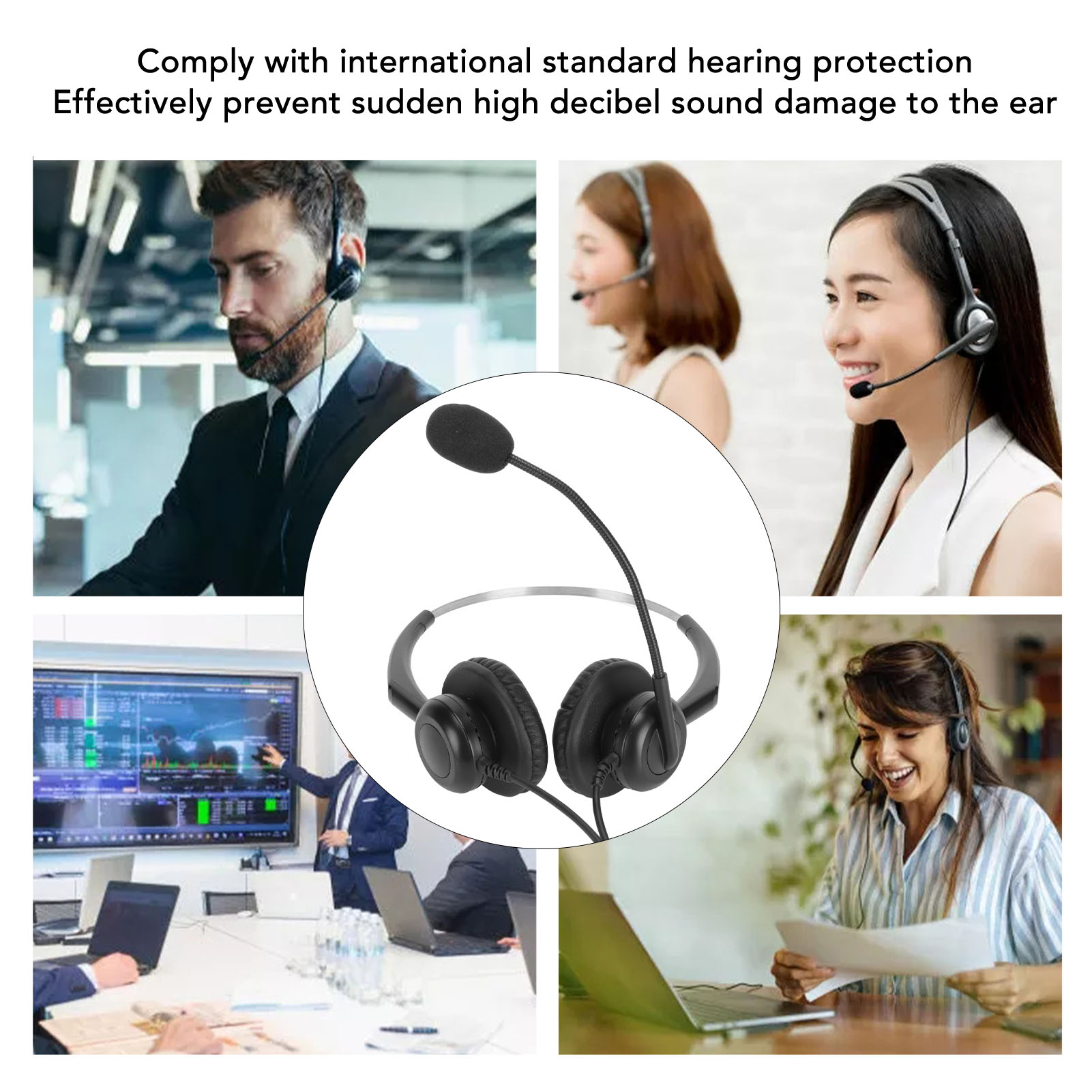 Wired Business Headset Noise Canceling Binaural Telephone Headphone With Mic FY - Afbeelding 31 van 34
