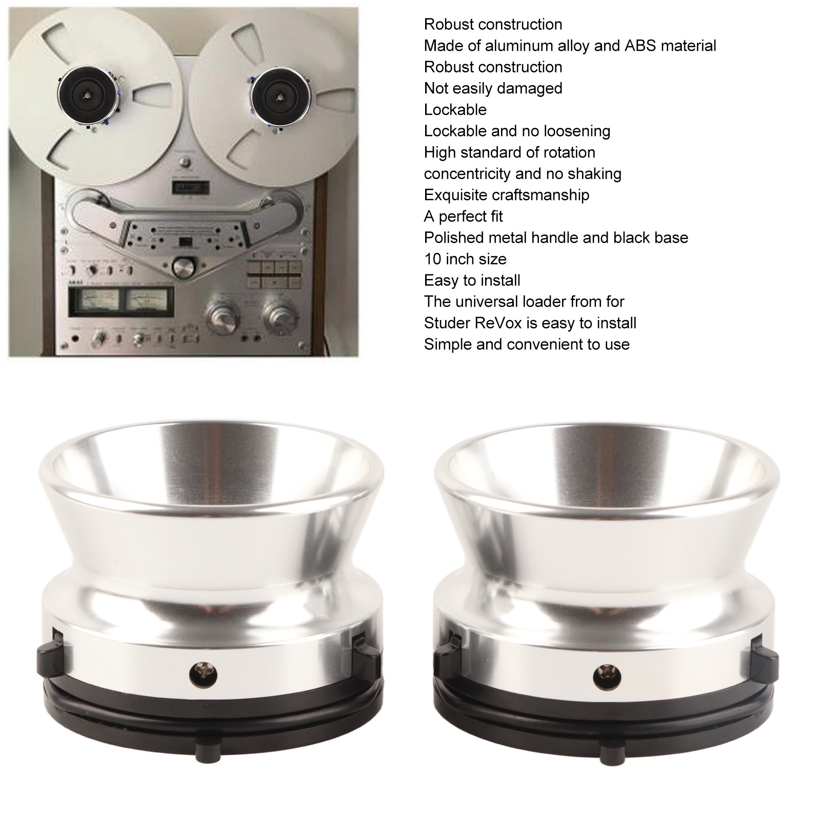 1 Pair NAB Hub Adapters Professional Polished 10in Opener For Studer F Fit