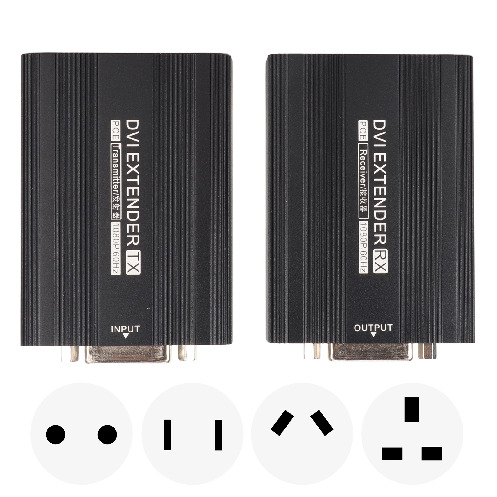 DVI Extender 1920x1080P At 60HZ POE Single Power Supply Plug And Play Video E DB - Photo 19/21