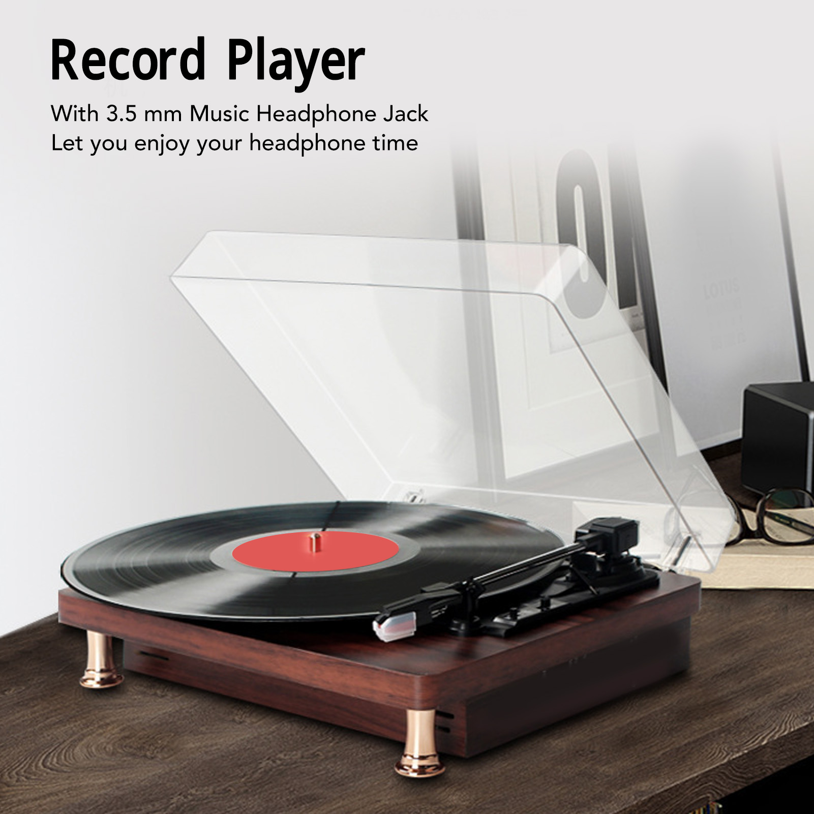 Vinyl Record Player 3 Speed Built In Stereo Speaker Vintage Turntable Phonog - Picture 19 of 21
