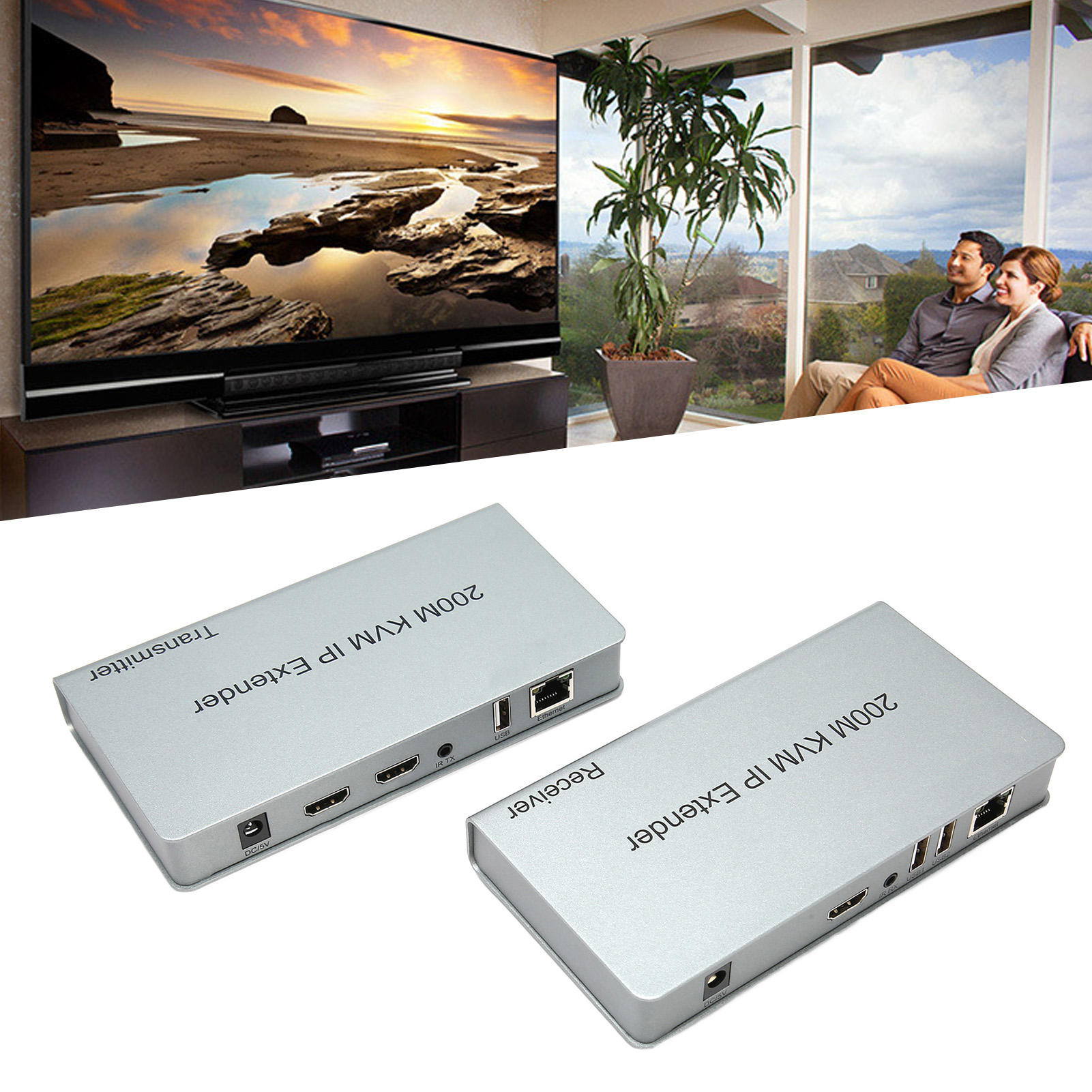 200m KVM IP Extender RJ45 HD Multimedia Interface KVM Over IP Extender With W FY - Afbeelding 32 van 36
