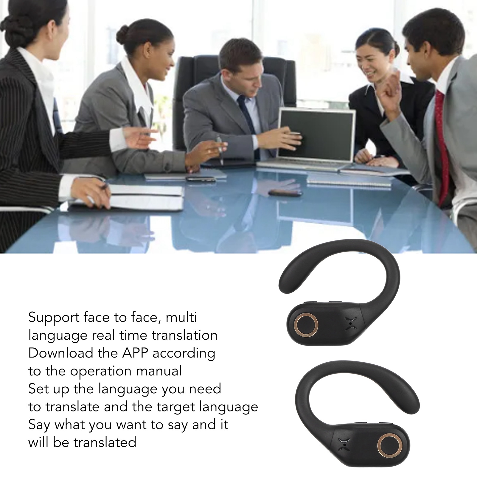 BT Translator Earbuds 144 Languages Noise Reduction Stereo Wireless Translati CB - Afbeelding 24 van 29