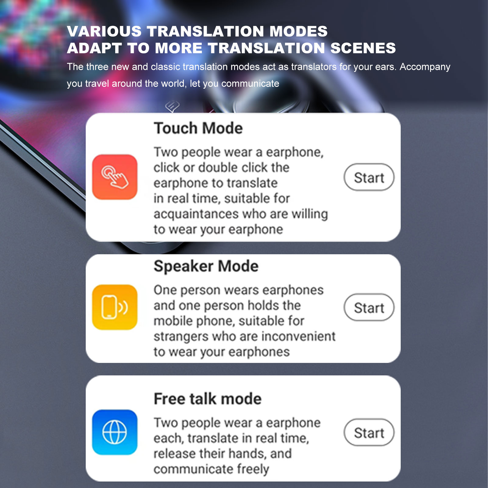 Language Translator Earbuds Multifunction Noise Reduction Stereo Sound 144 Ki CB - Afbeelding 27 van 33