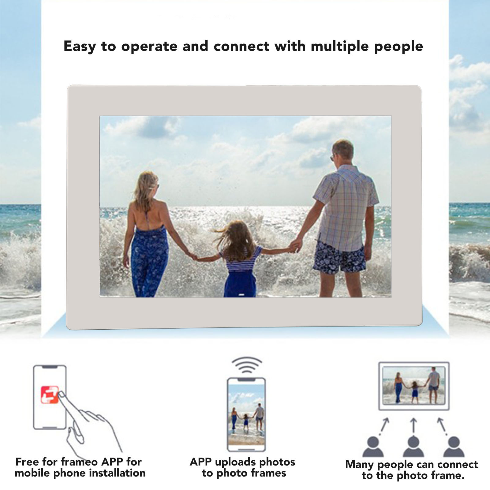 10in WiFi Digital Picture Frame IPS Touch Screen Easy Setup To Share Photos NEW - Afbeelding 15 van 18