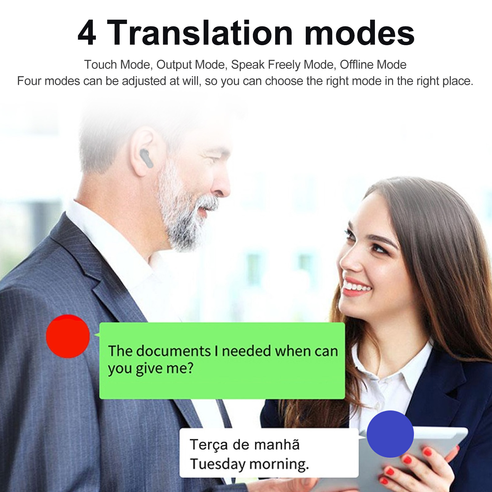 Language Translator Earbuds Wireless BT 5.3 Noise Reduction Support 84 Langua FY - Afbeelding 28 van 29