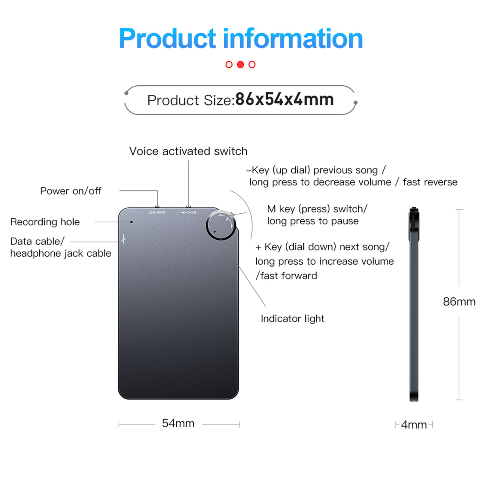 Digital Voice Recorder Professional Noise Reduction MP3 Voice Activated Reco New - Foto 21 di 21