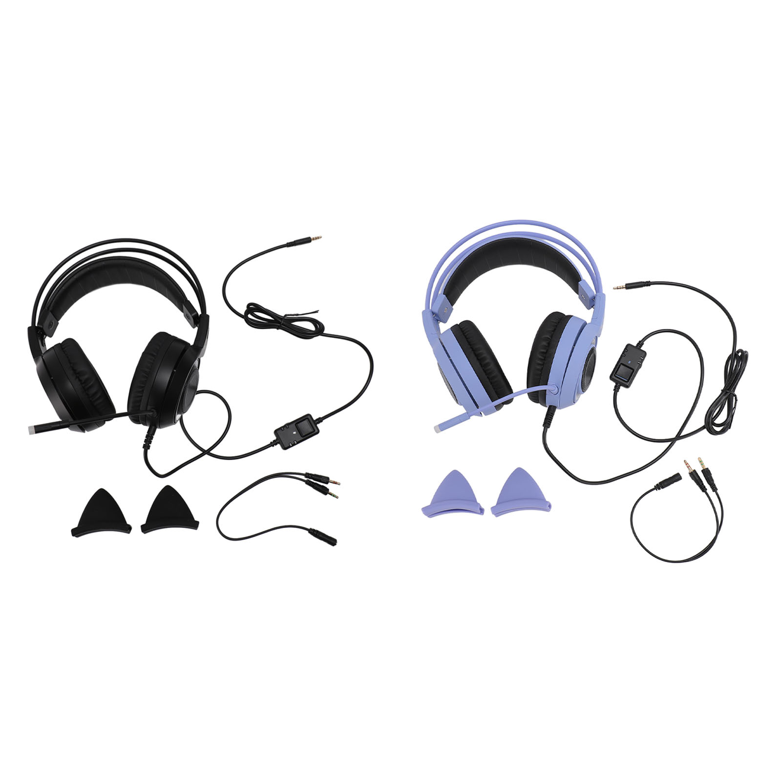 Gaming Headset 3.5mm Plug Stereo Noise Reduction Cute Cat Ears Over Ear Headp FY - Afbeelding 28 van 30