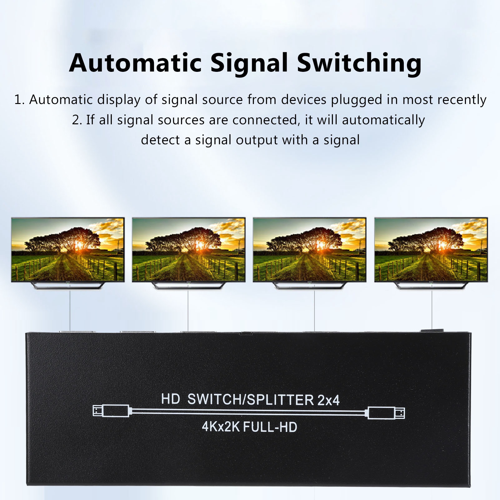 HD Multimedia Interface Splitter 2 In 4 Out 4K HD Switcher With Remote Contr NEW - Afbeelding 17 van 18