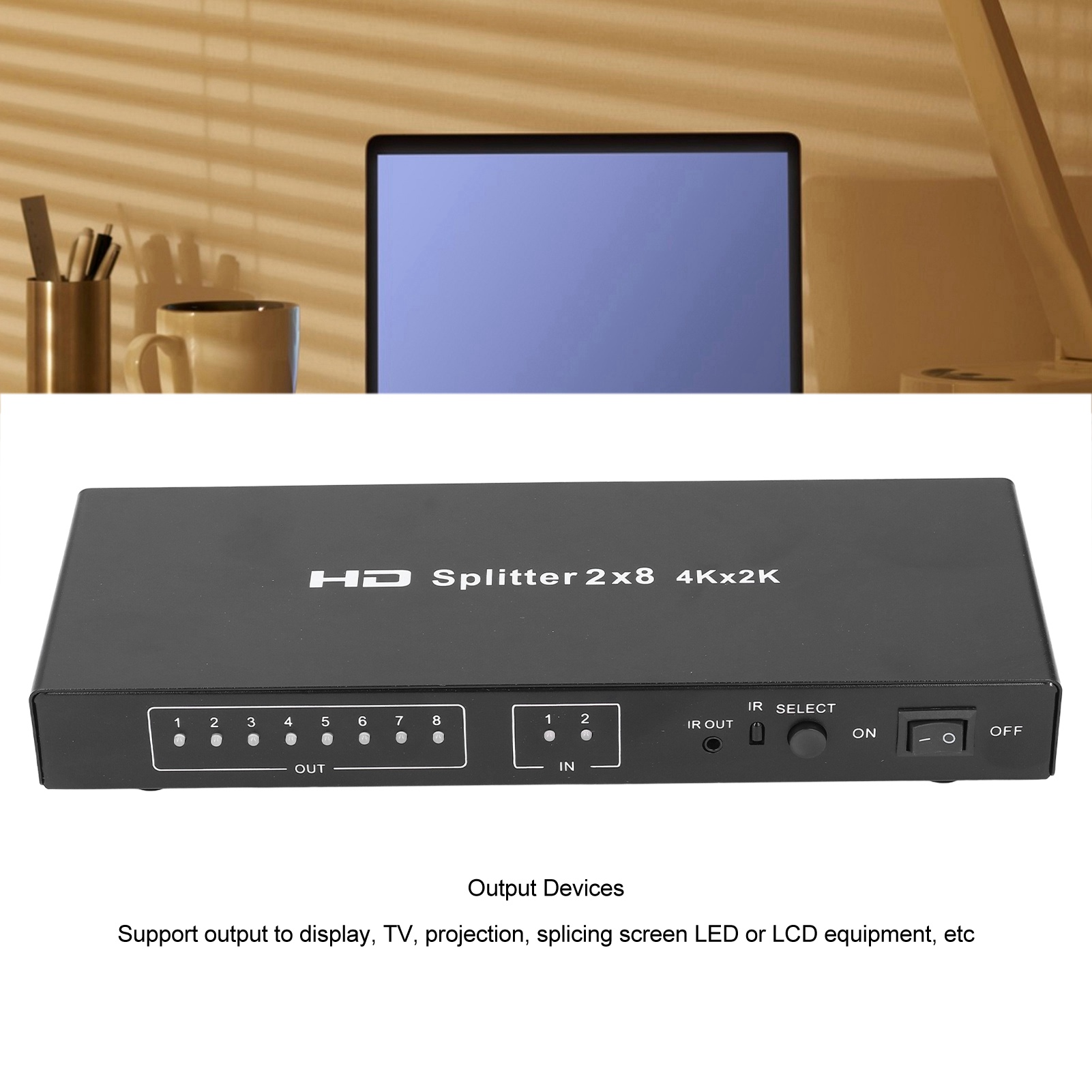 HD Multimedia Interface Splitter 4K 2 In 8 Out Video Switcher Selector With NEW - Afbeelding 13 van 18