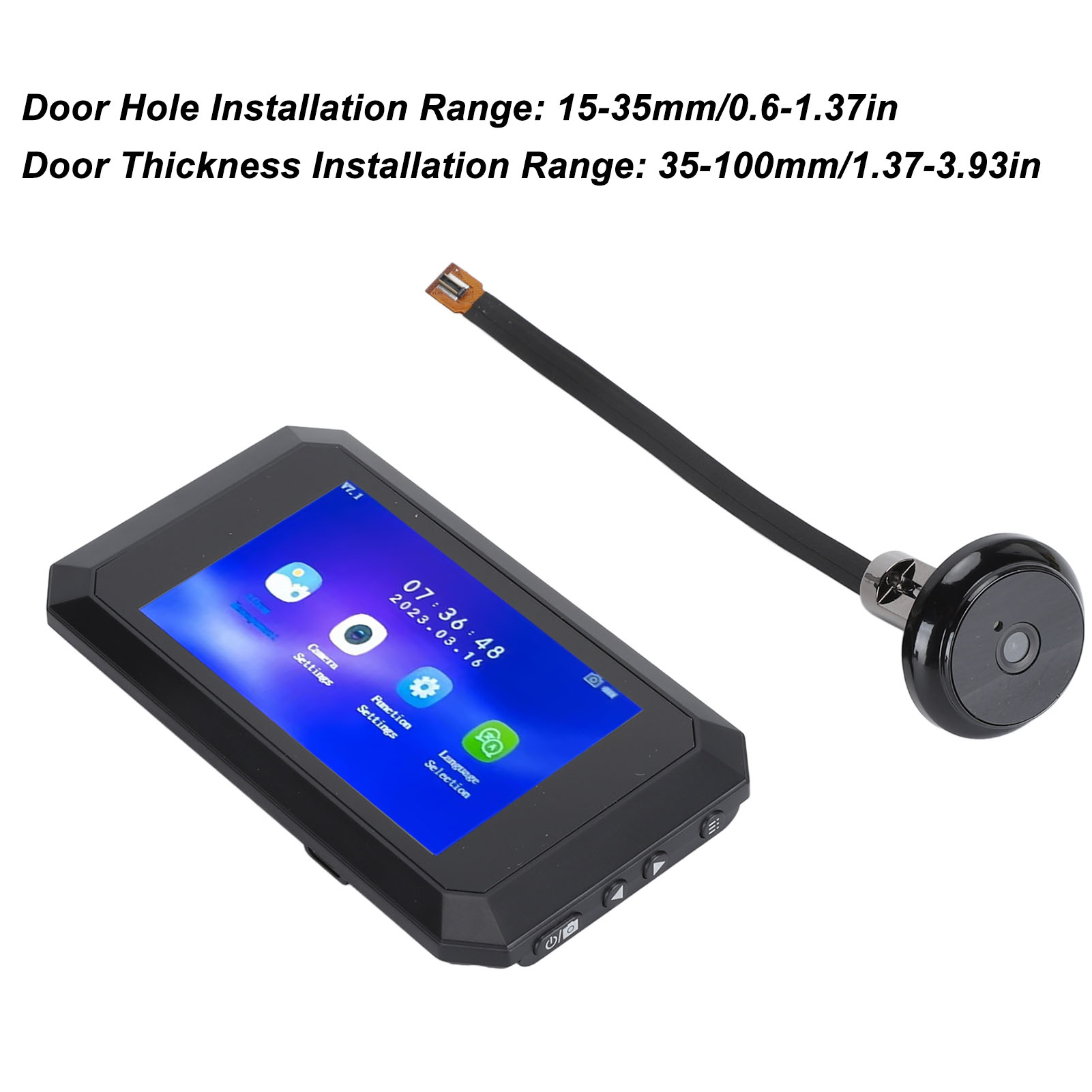 3.97in Smart Door Viewer Motion Detection 1080P Imaging 135° Wide Angle Peep NEW - Afbeelding 17 van 18