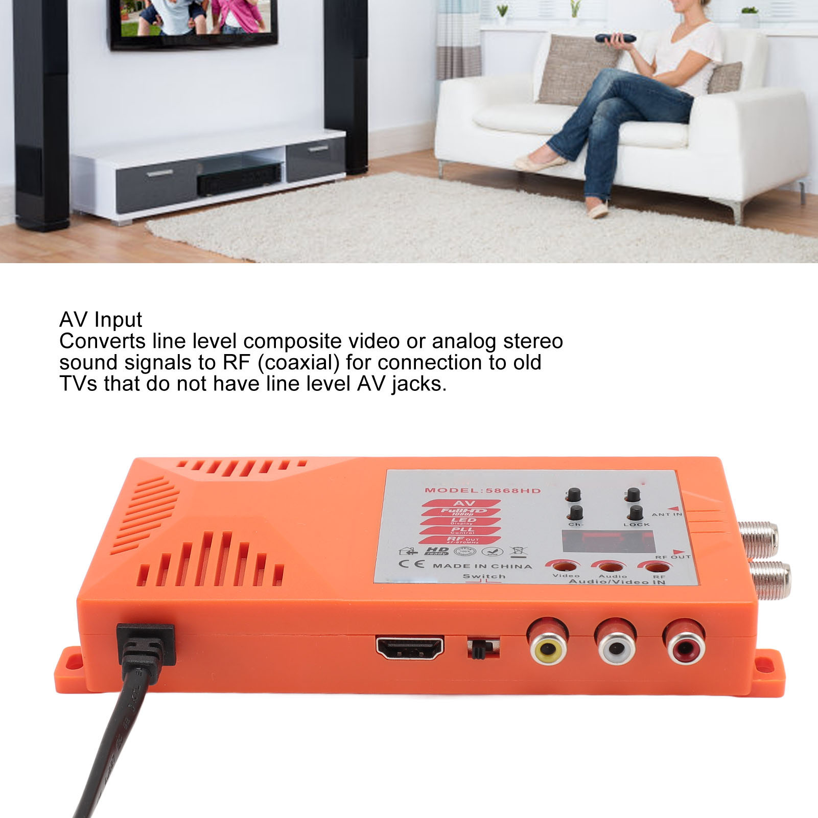 HD Multimedia Interface AV To RF Modulator PAL NTSC HD 1080P Coaxial RF Modu Fit