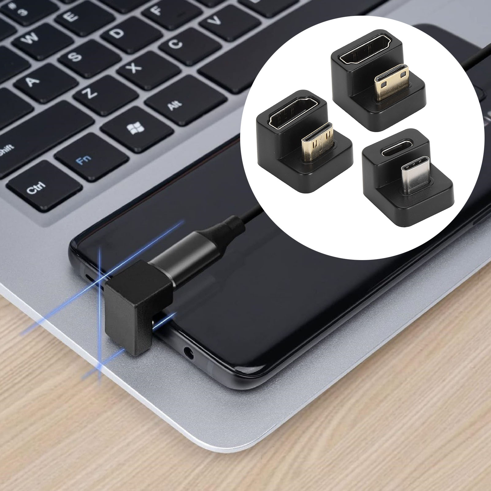 U Shaped Adapter Professional Efficient Supports PD20W Portable 180° Angle A SAL - Afbeelding 29 van 32