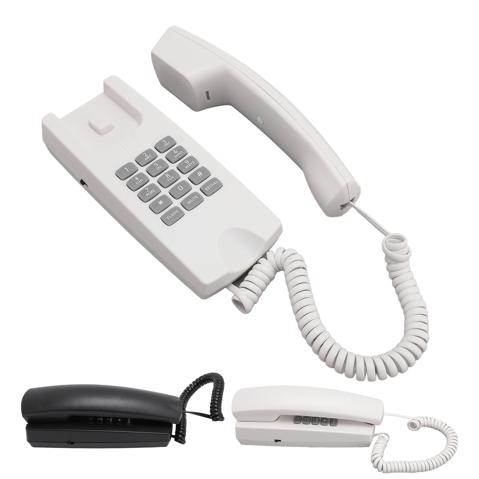 Telefon przewodowy ABS naścienny telefon stacjonarny z regulacją głośności wyciszenie dopasowania - Zdjęcie 29 z 29