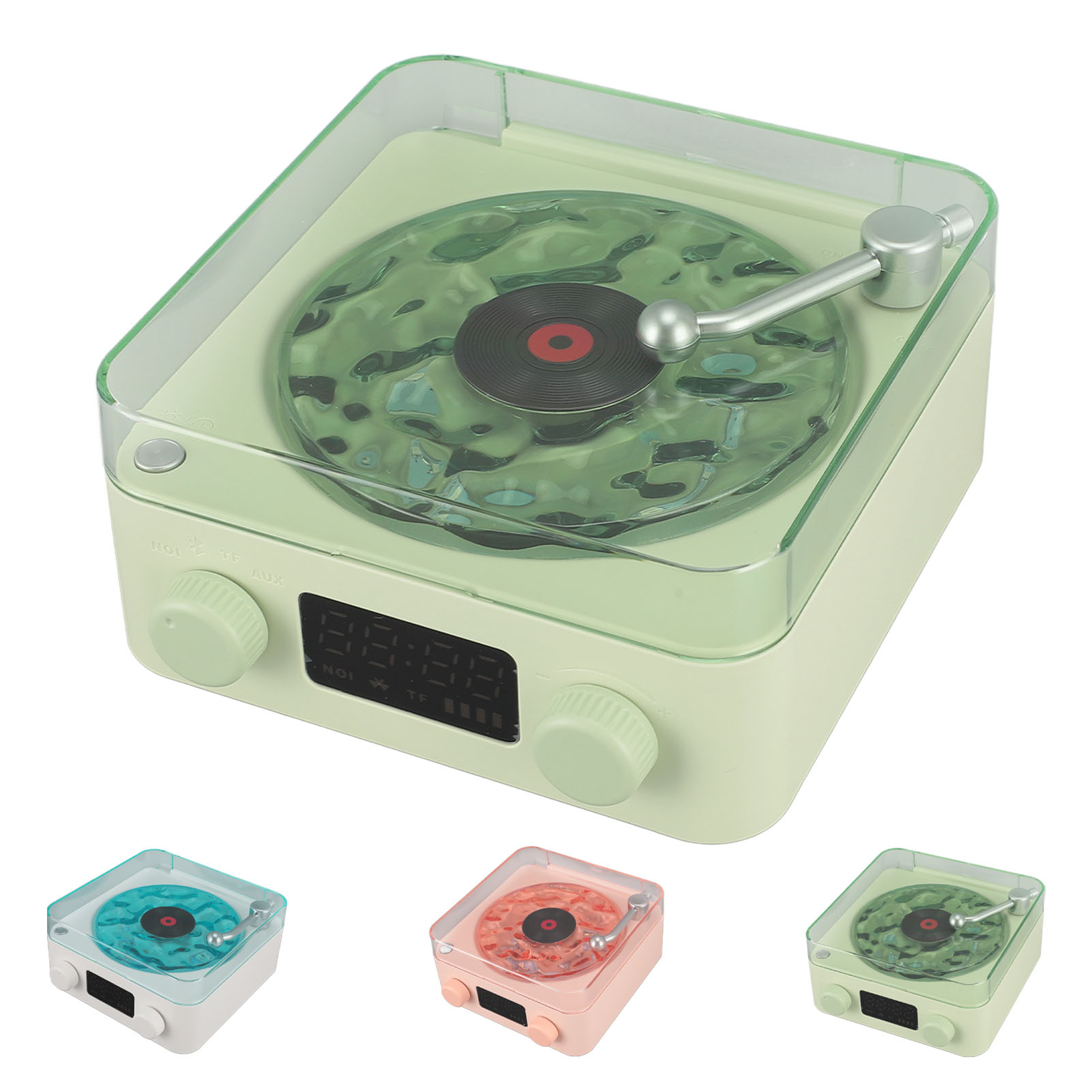 Record Player Style BT Speaker With Night Light And Time Display 3 In 1 Mult Hot - Picture 26 of 33