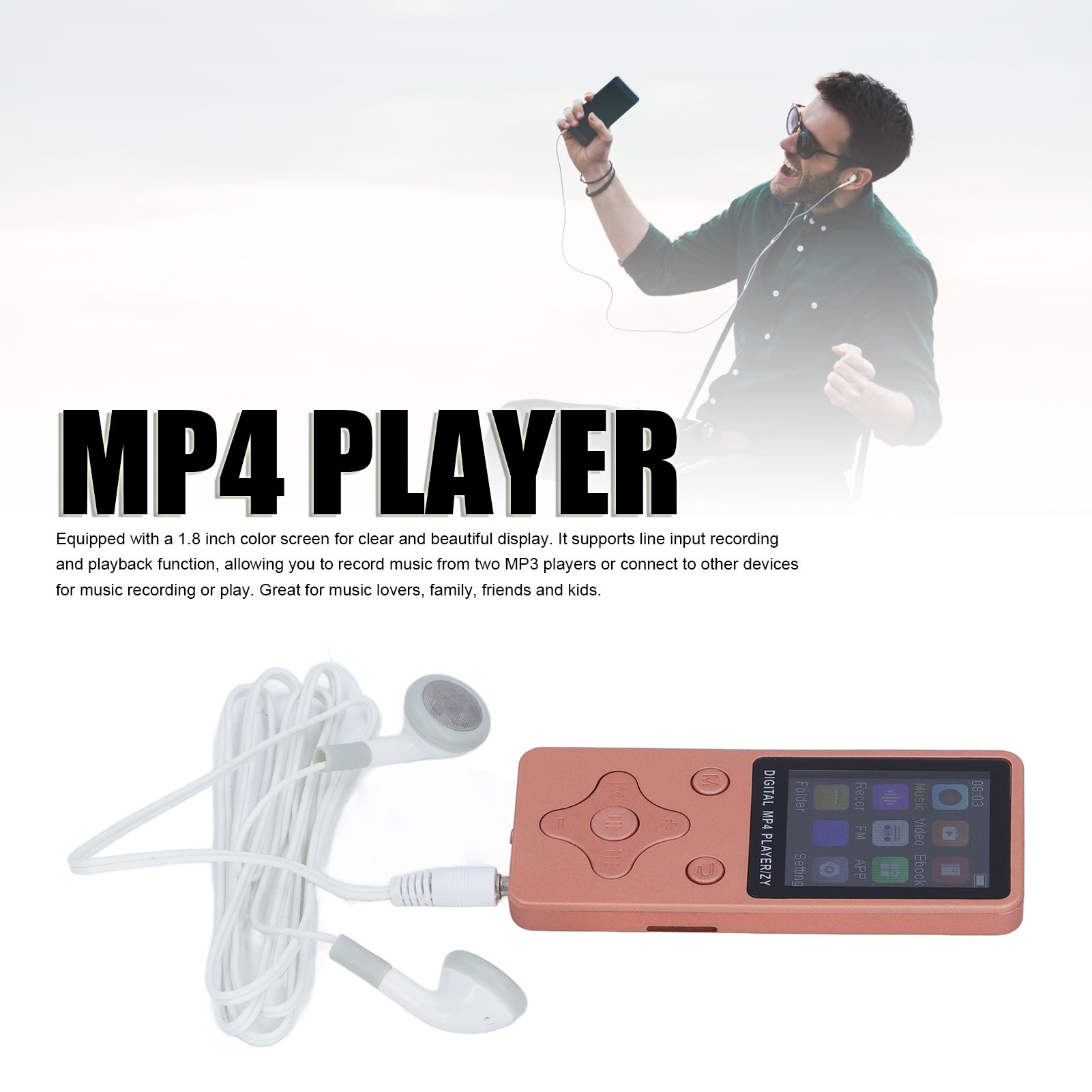 32GB MP3 MP4 Player With BT 5.0 1.8in Screen Portable HiFi Music Player With Hot