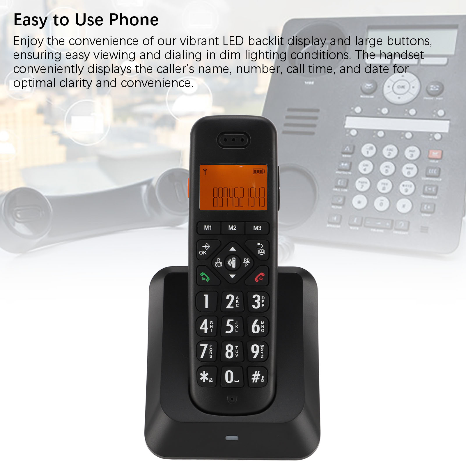 Cordless Phone Big Button Handset Cordless Phone Caller ID Call Waiting Call FY - Zdjęcie 26 z 30