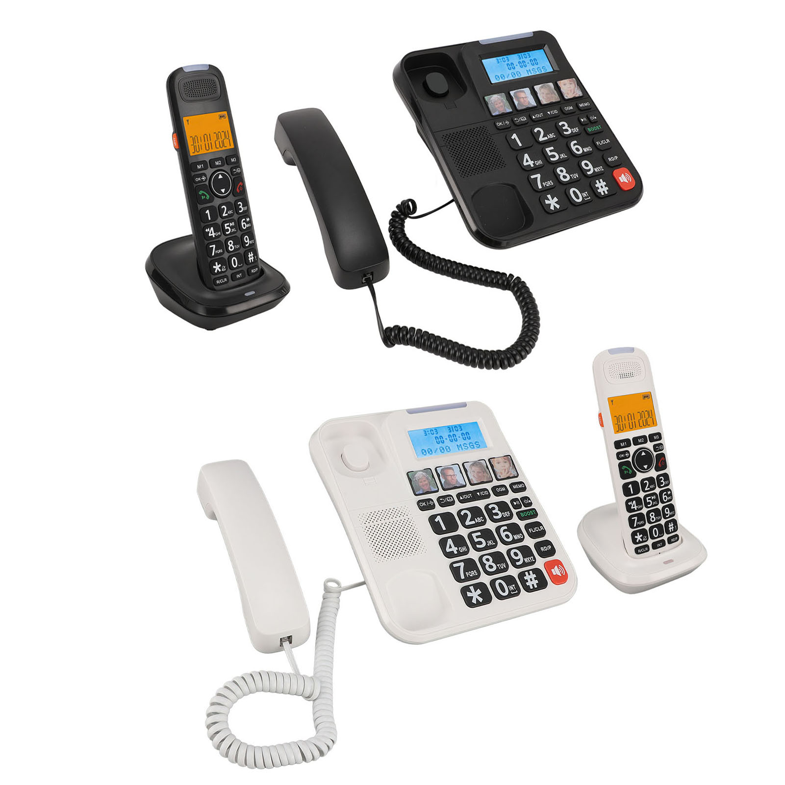 Corded And Cordless Phone 2in Screen Expandable Big Button With Answering Mac CB - Zdjęcie 34 z 34