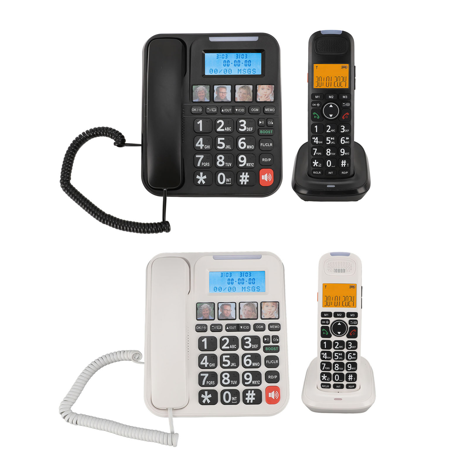 Corded And Cordless Phone 2in Screen Expandable Big Button With Answering Mac CB - Zdjęcie 27 z 34