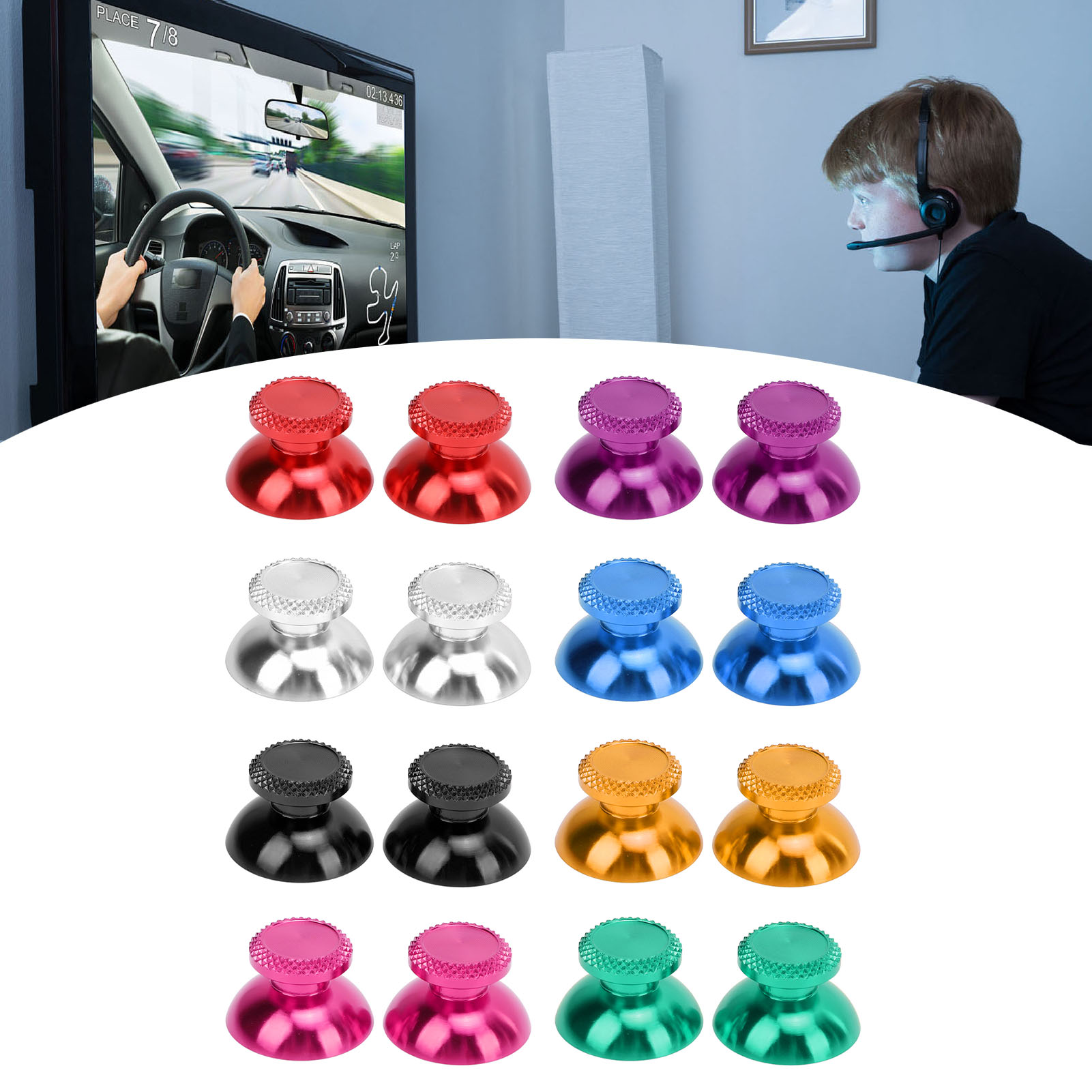 2x Metal Analog Grips Stick Thumbsticks Controller Metallic Joystick Handhel Hot - Bild 34 von 46