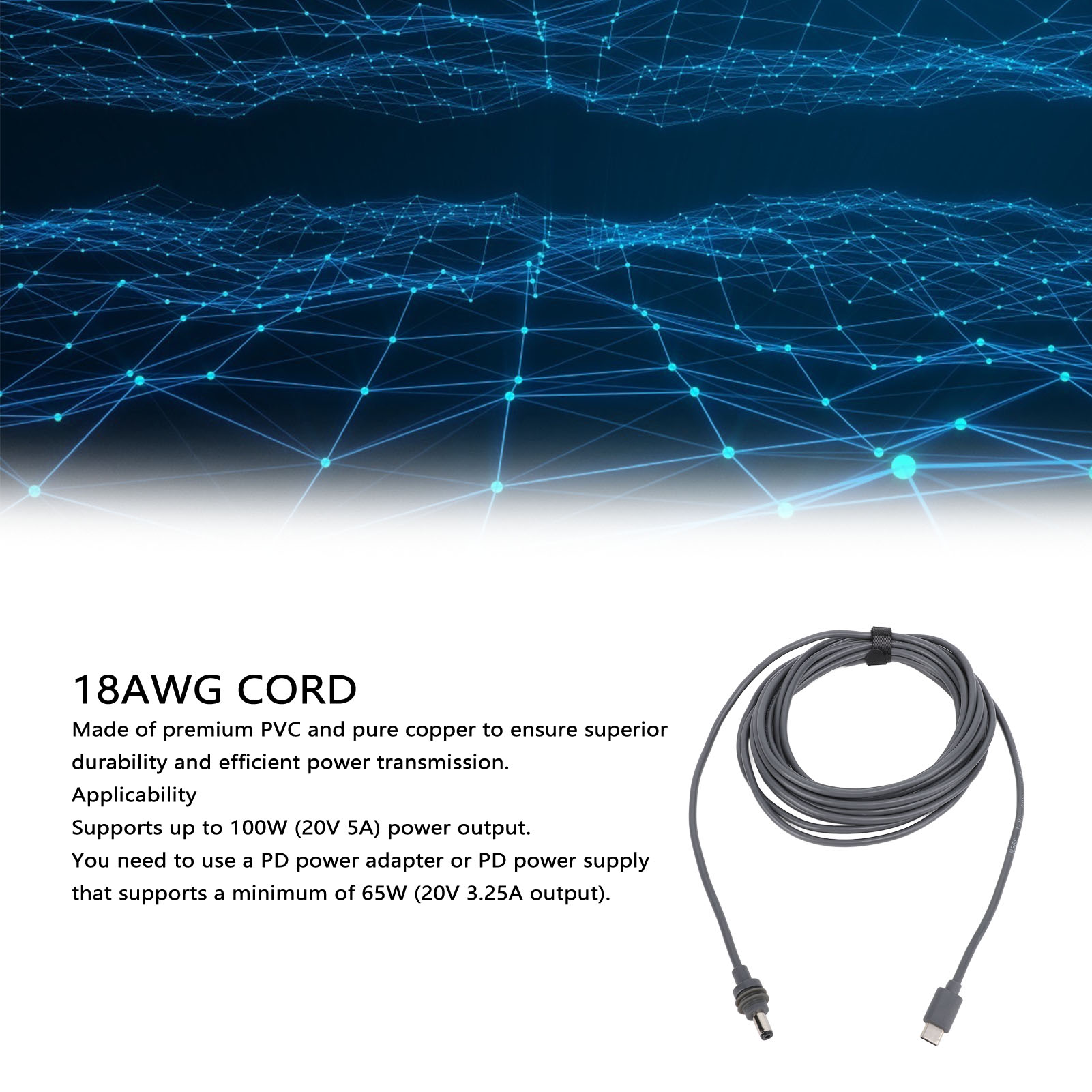 Type C To DC Power Cable 18AWG Water Resistant USB C To DC Power Cord For Set - Picture 35 of 38