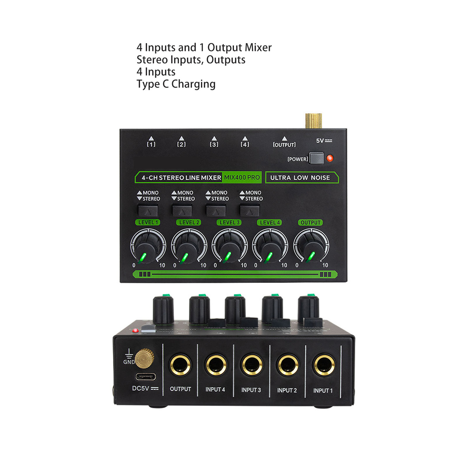 4 Channel Mixer RGB Light Low Noise Multifunctional DJ Controller Sound Mixer FY - Bild 30 von 30