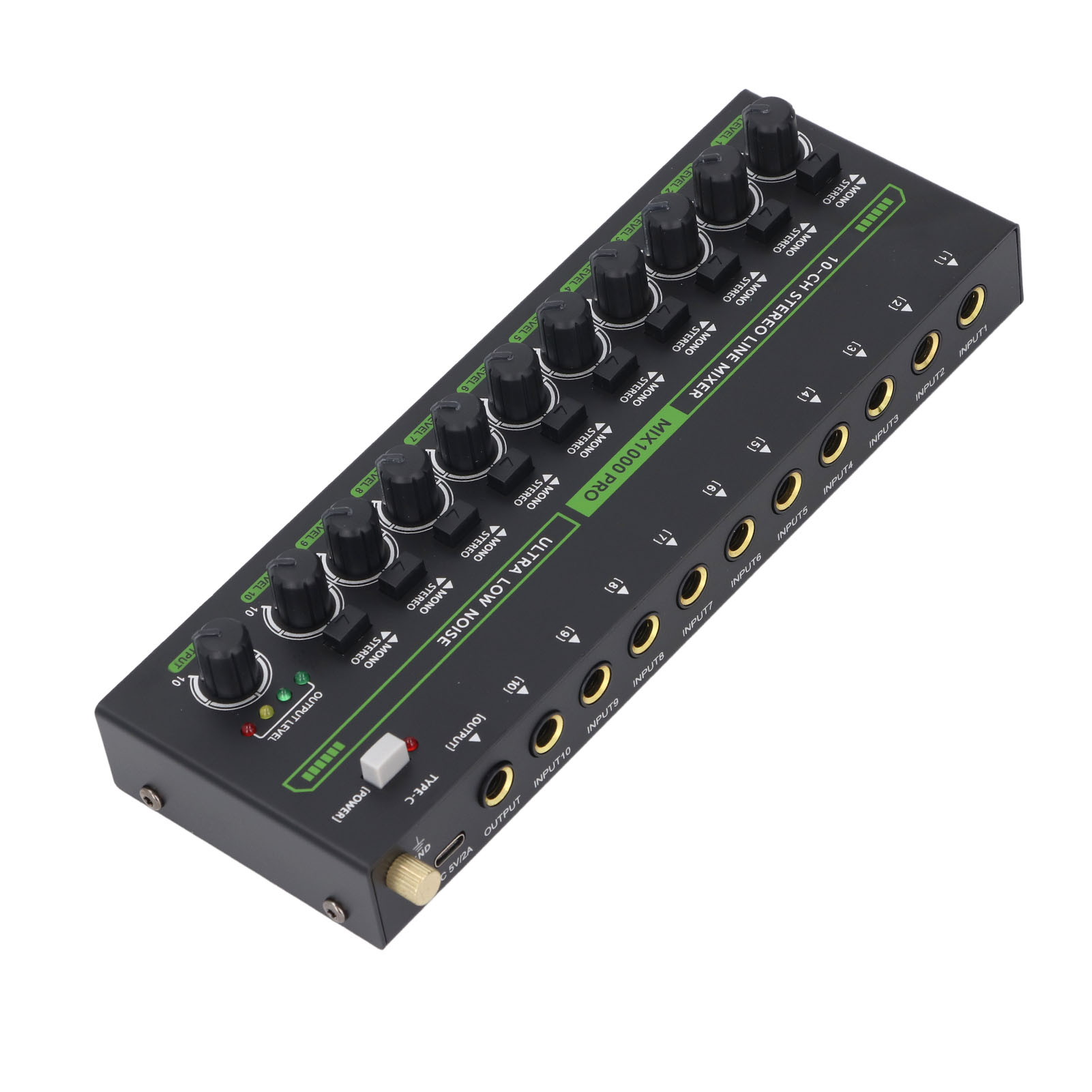 MIX1000 10 Channel Stereo Mixer With RGB Light Low Noise Stereo Mono Switchi Hot - Photo 14/18